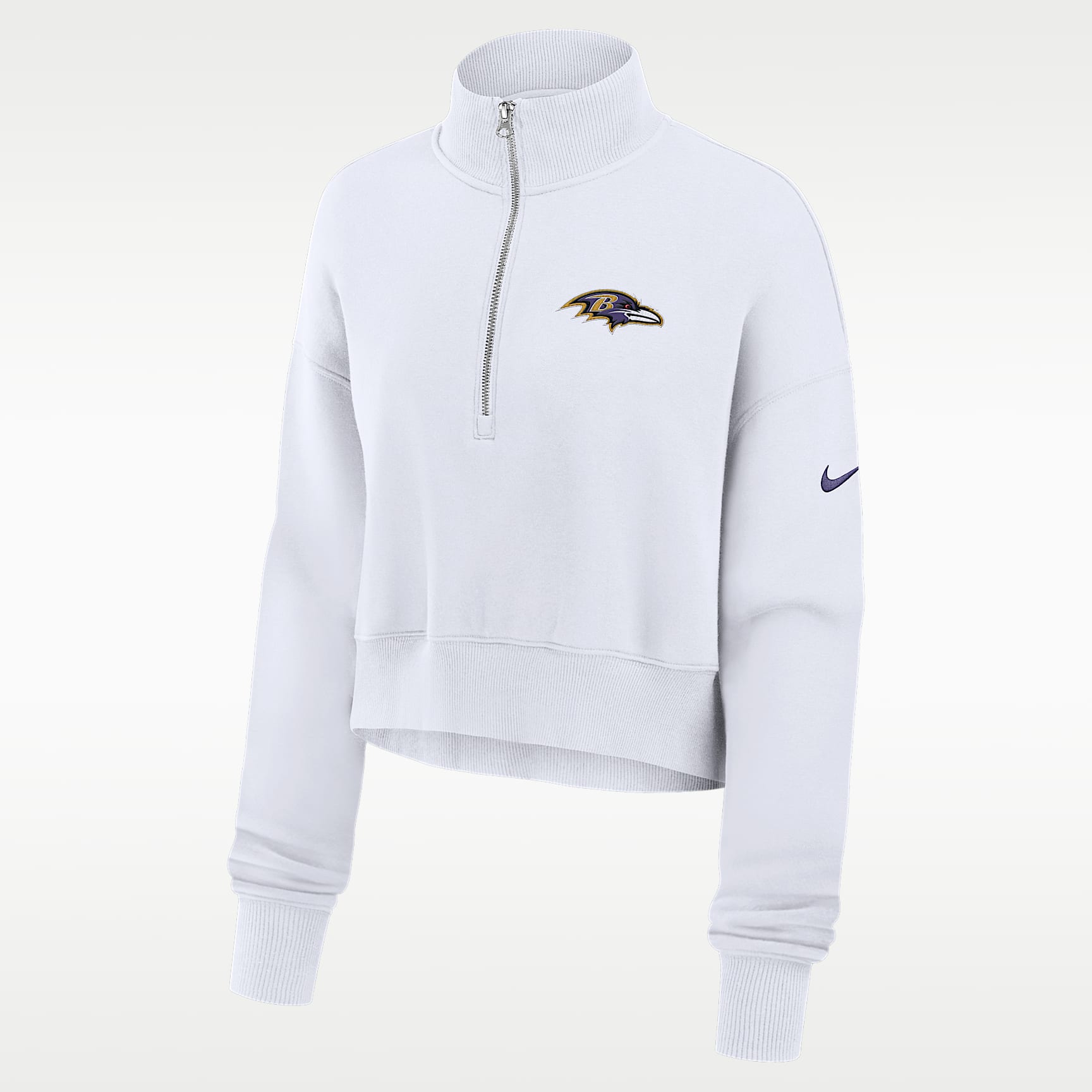 Baltimore Ravens Primetime Phoenix Women's Nike NFL Oversized Cropped 1/4-Zip Crew