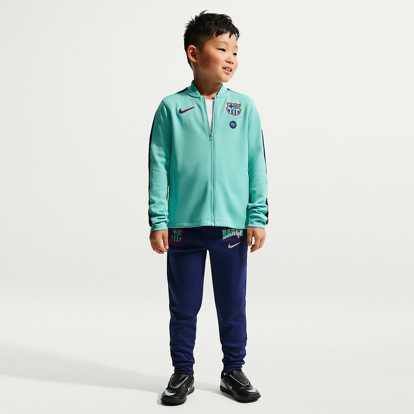 Pleteninová fotbalová sportovní souprava Nike Dri-FIT FC Barcelona Strike pro malé děti, třetí