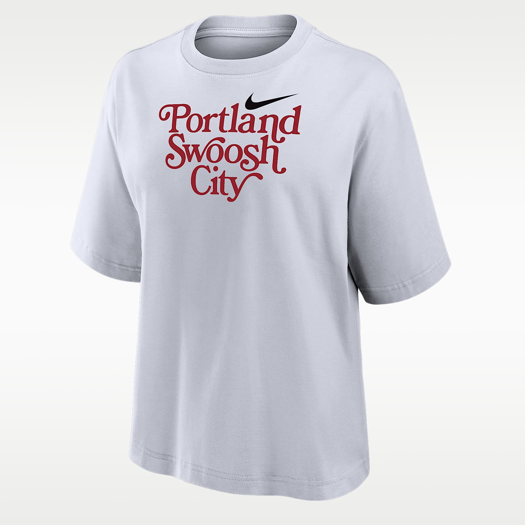 Playera de corte cuadrado de manga corta para mujer Nike Swoosh Cities Portland