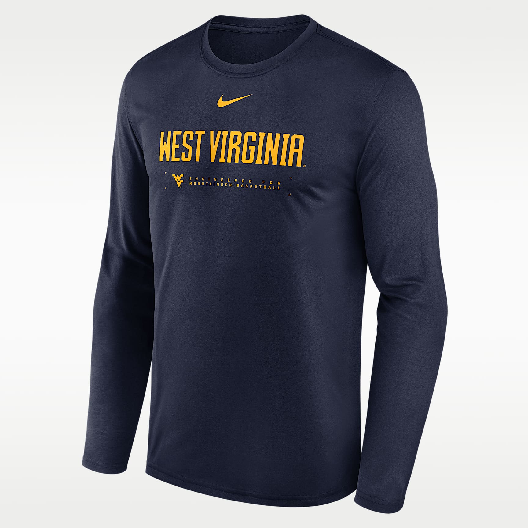West Virginia Courtside Basketball Shootaround Legend Men's Nike Dri-FIT College Long-Sleeve T-Shirt