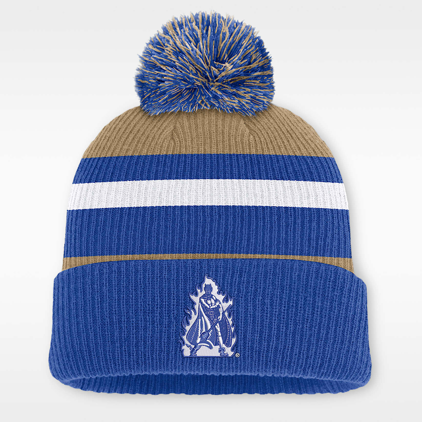 Duke Legacy Striped Men's Nike College Cuffed Pom Beanie