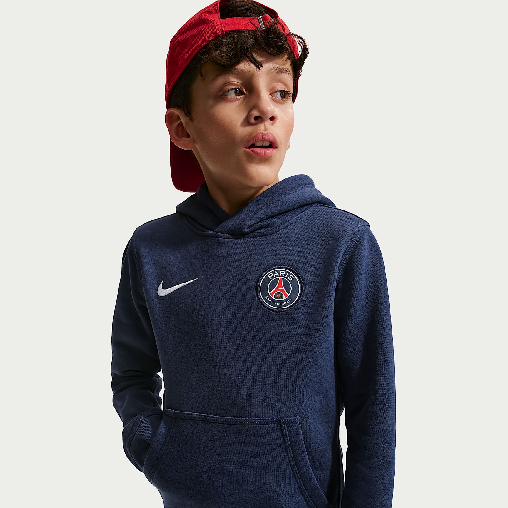 Paris Saint-Germain Club Nike Soccer kapucnis pulóver nagyobb gyerekeknek (fiúknak)