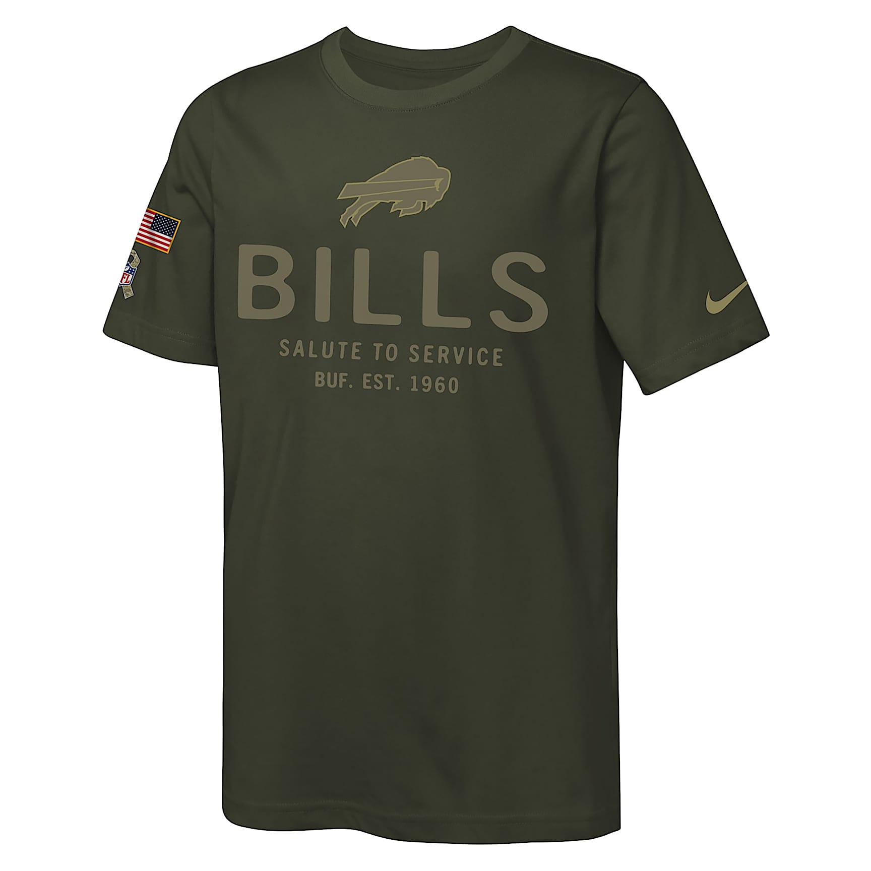 Playera Nike Dri-FIT de la NFL para niños talla grande Buffalo Bills Salute to Service Sideline