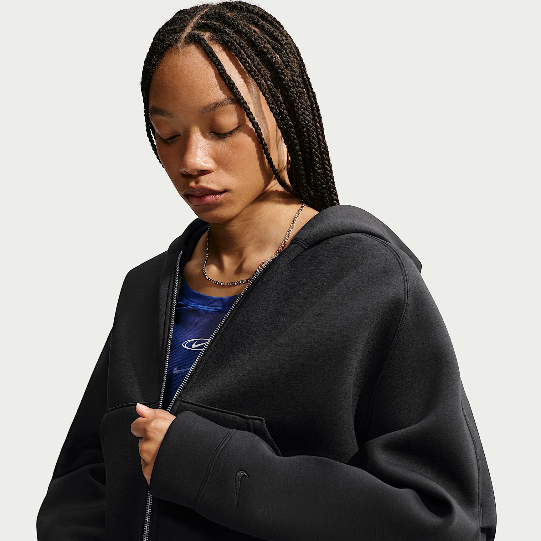 Nike Article Fleece ekstra stor hettejakke til dame