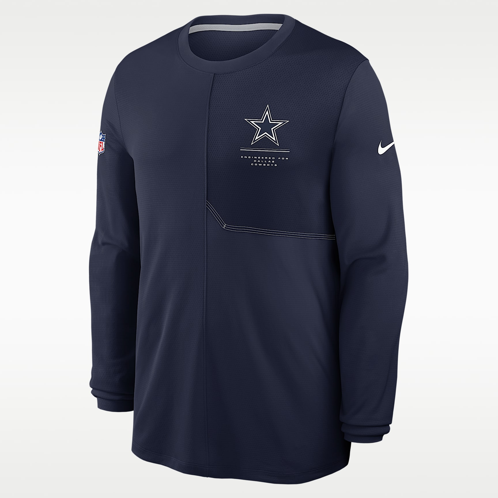 Playera de manga larga Nike Dri-FIT de la NFL para hombre Dallas Cowboys Sideline Coach
