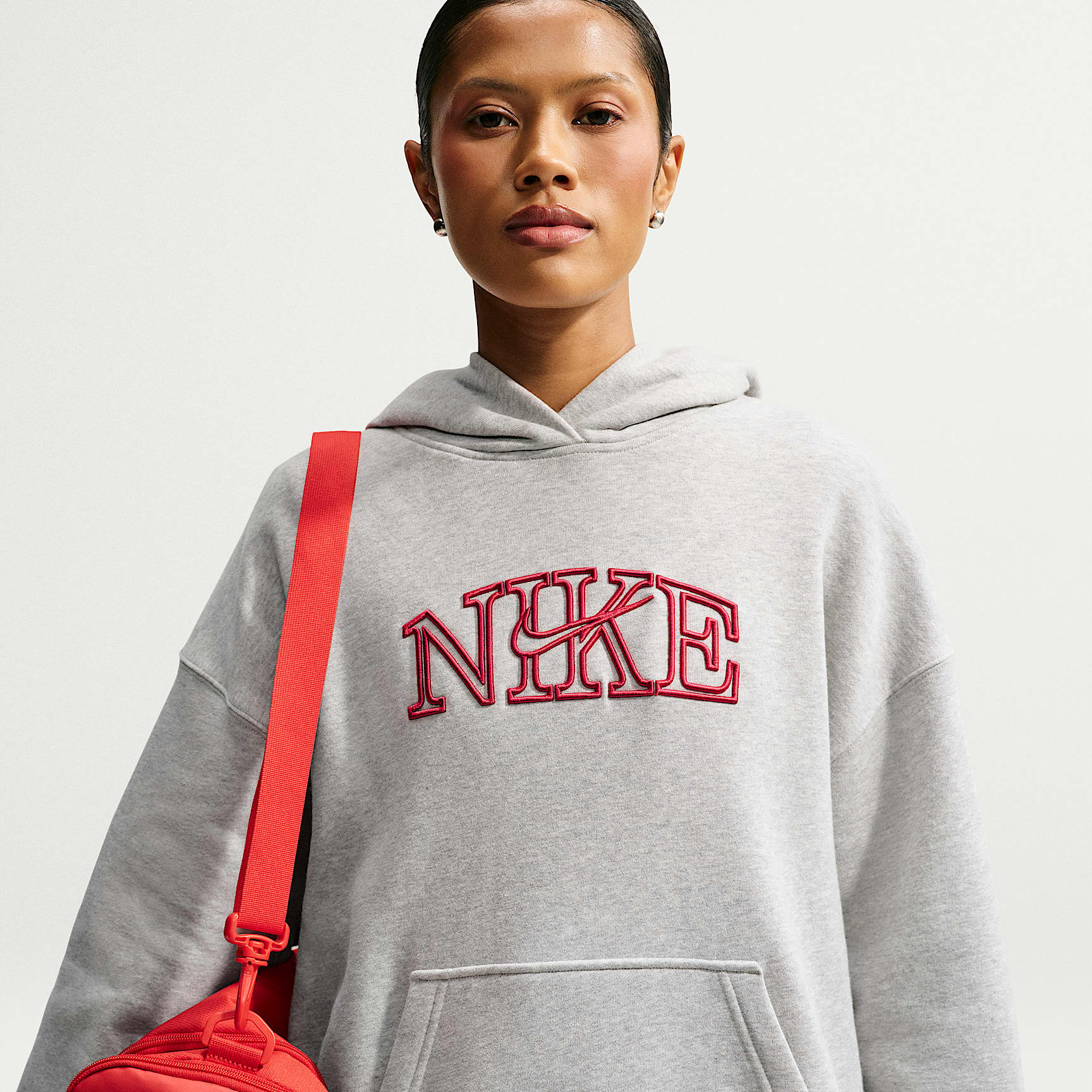 Nike Studio Fleece Medium Weight 'Graphic Pack' Women's Oversized Pullover Logo Hoodie