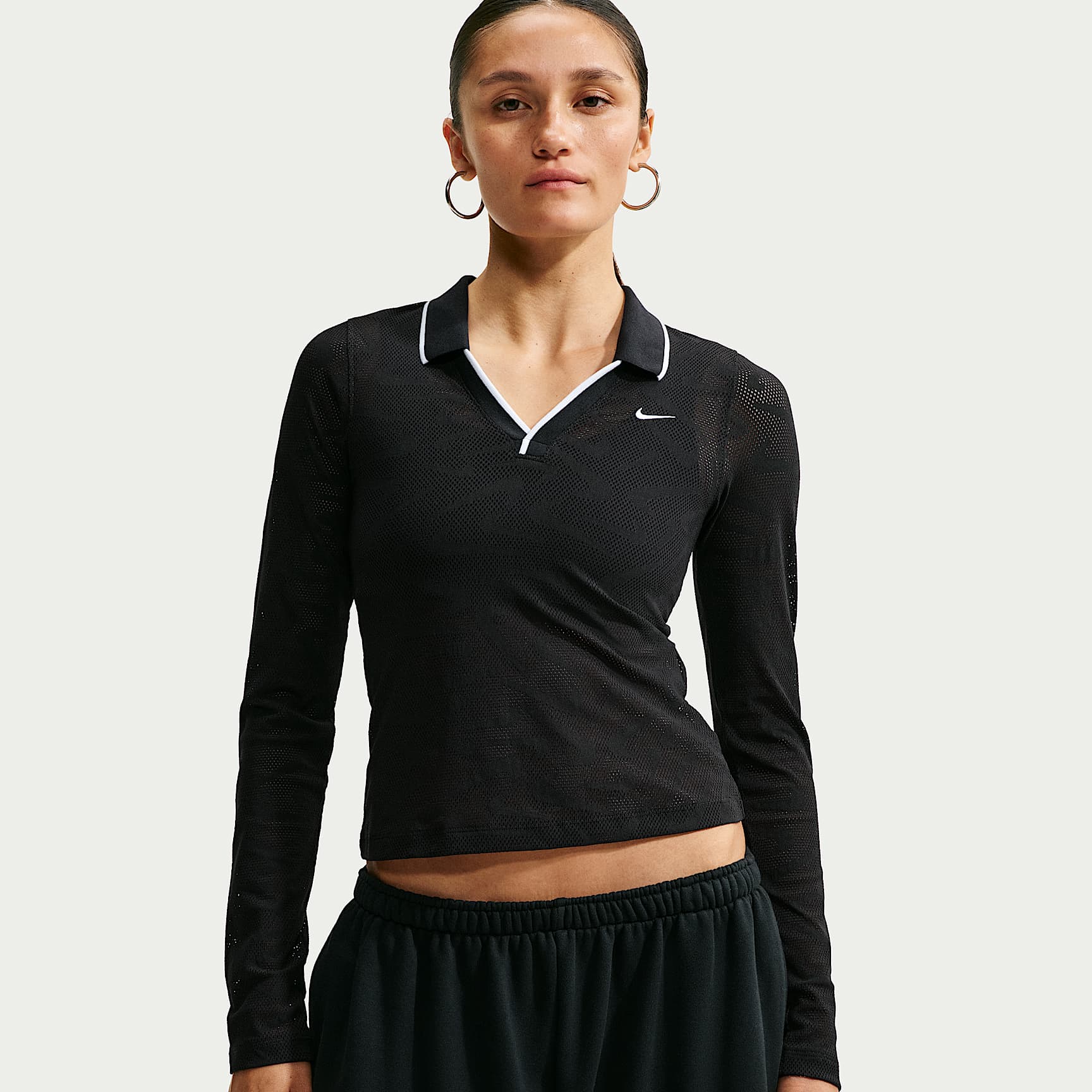 Nike Sportswear Chill Knit Women's Tight Mod-Cropped Long-Sleeve Lace Top