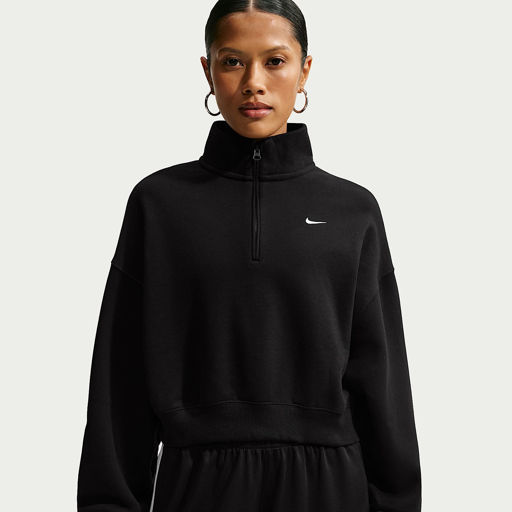 Nike Studio Fleece Medium Weight Women's Oversized 1/4-Zip Cropped Top