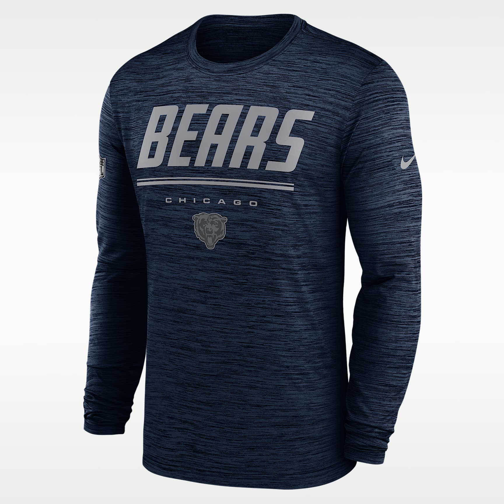 Chicago Bears Sideline Team Issue Velocity Men's Nike Dri-FIT NFL Long-Sleeve T-Shirt