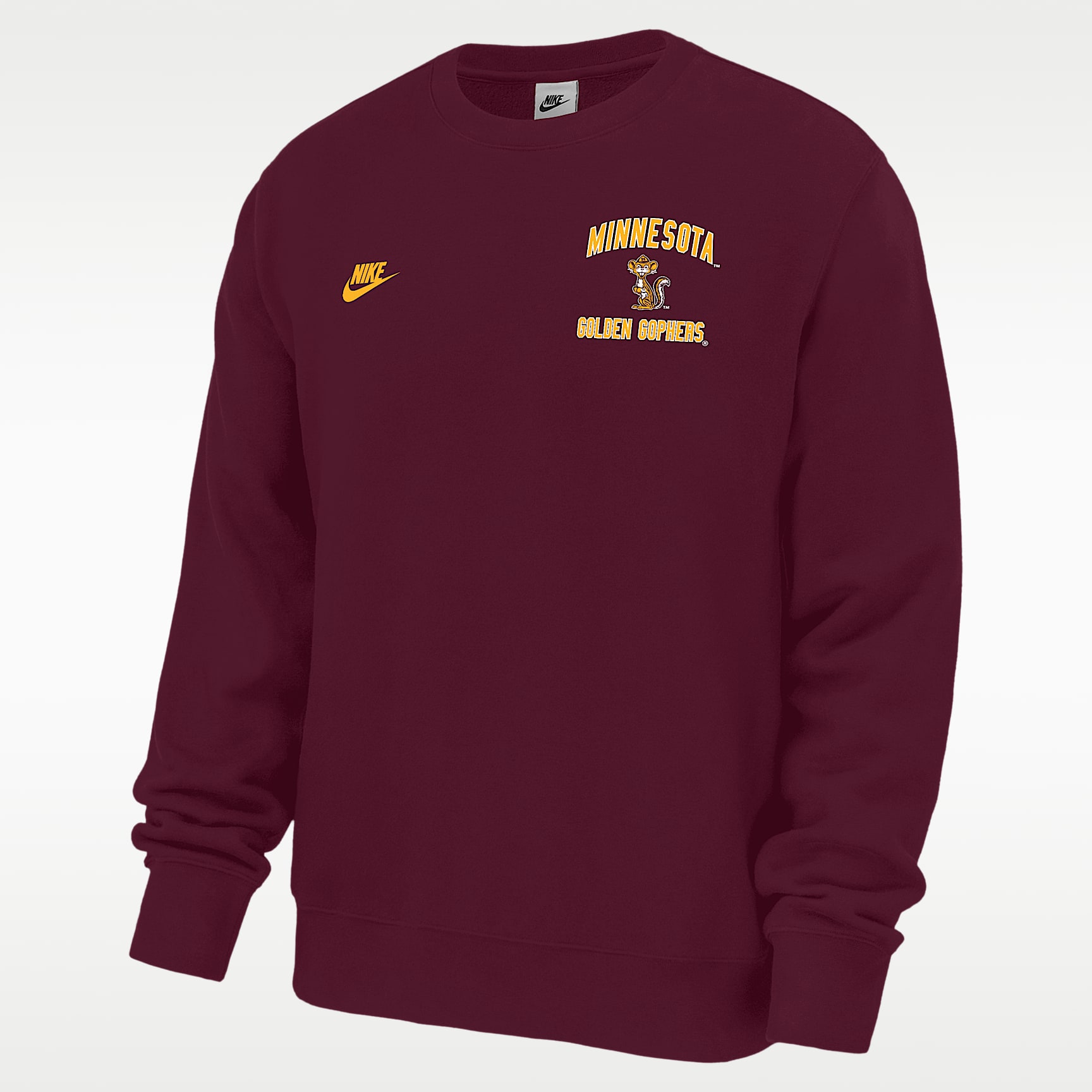 Sudadera de cuello redondo Nike Futbol de tejido Fleece para hombre Minnesota Golden Gophers Club