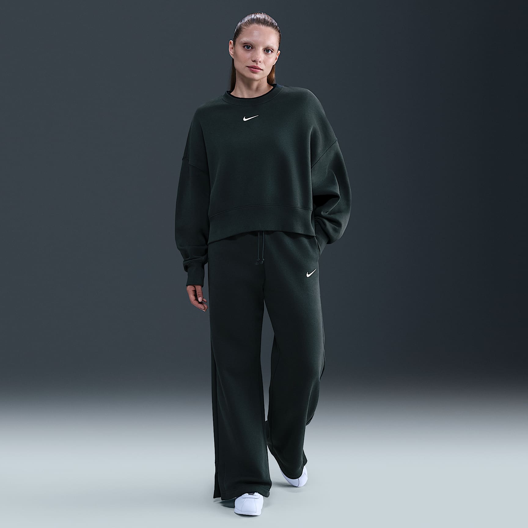 Pants de tiro alto de pierna amplia para mujer Nike Sportswear Phoenix Fleece