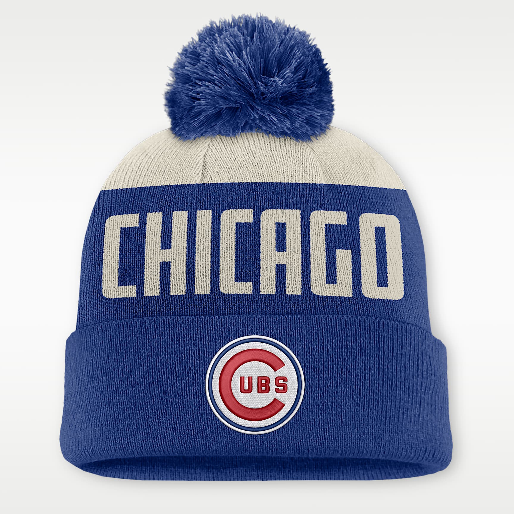 Gorro con dobladillo y pompón Nike de la MLB para hombre Chicago Cubs Cooperstown Peak