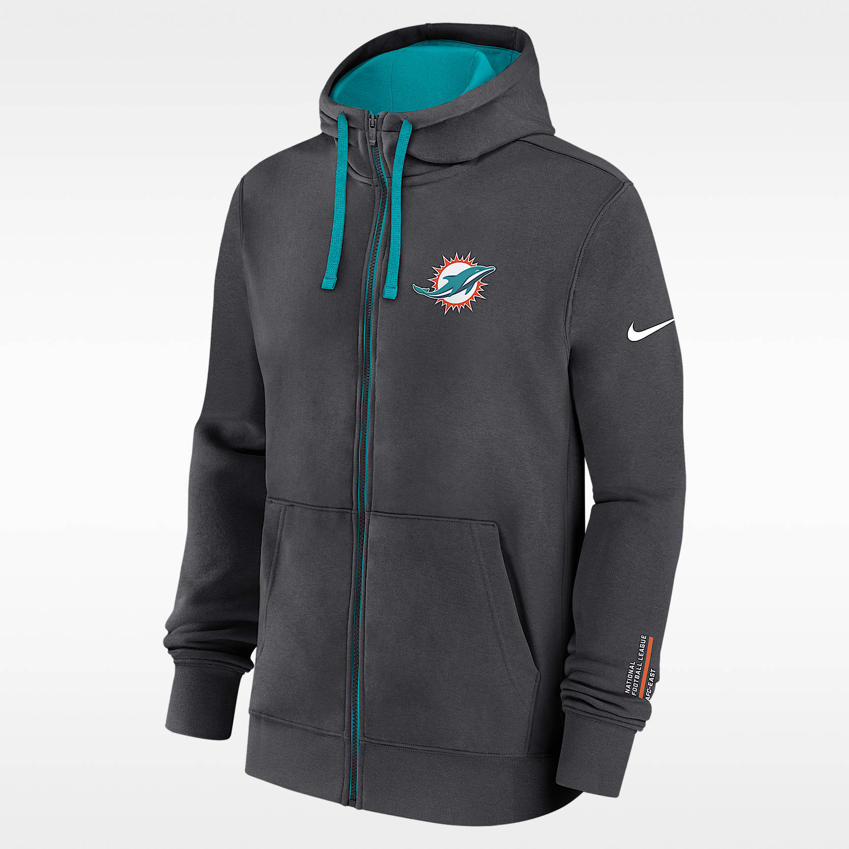 Sudadera con gorro Nike de la NFL de cierre completo para hombre Miami Dolphins Playbook Page Club