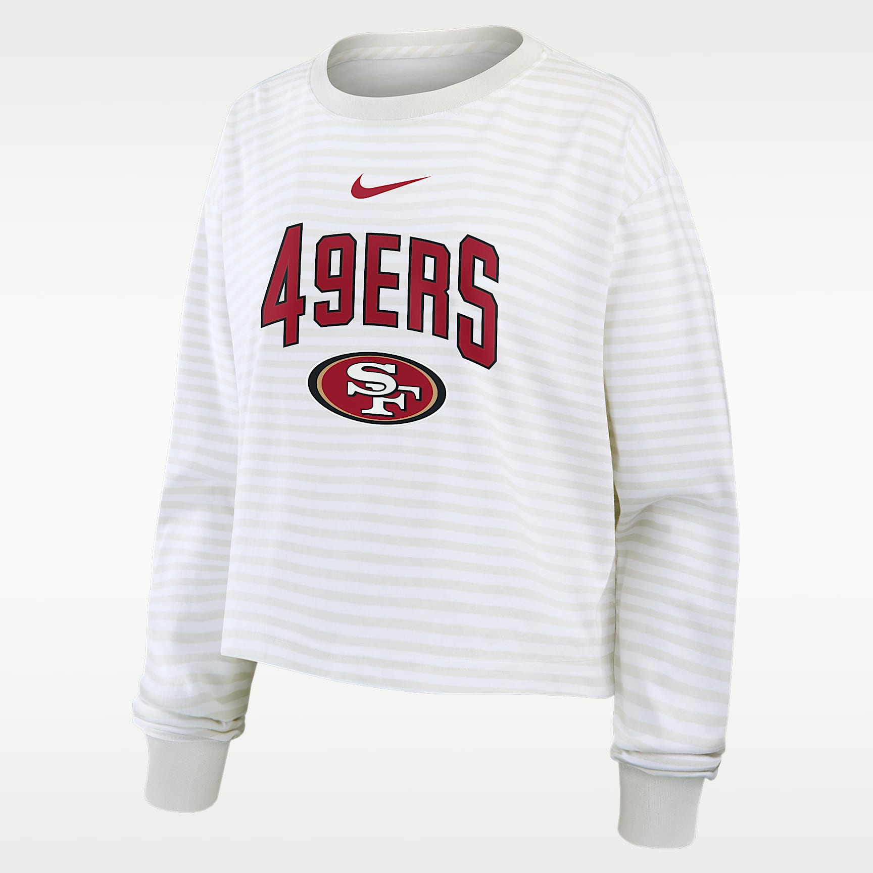 Playera de manga larga cropped Nike para mujer San Francisco 49ers Primetime