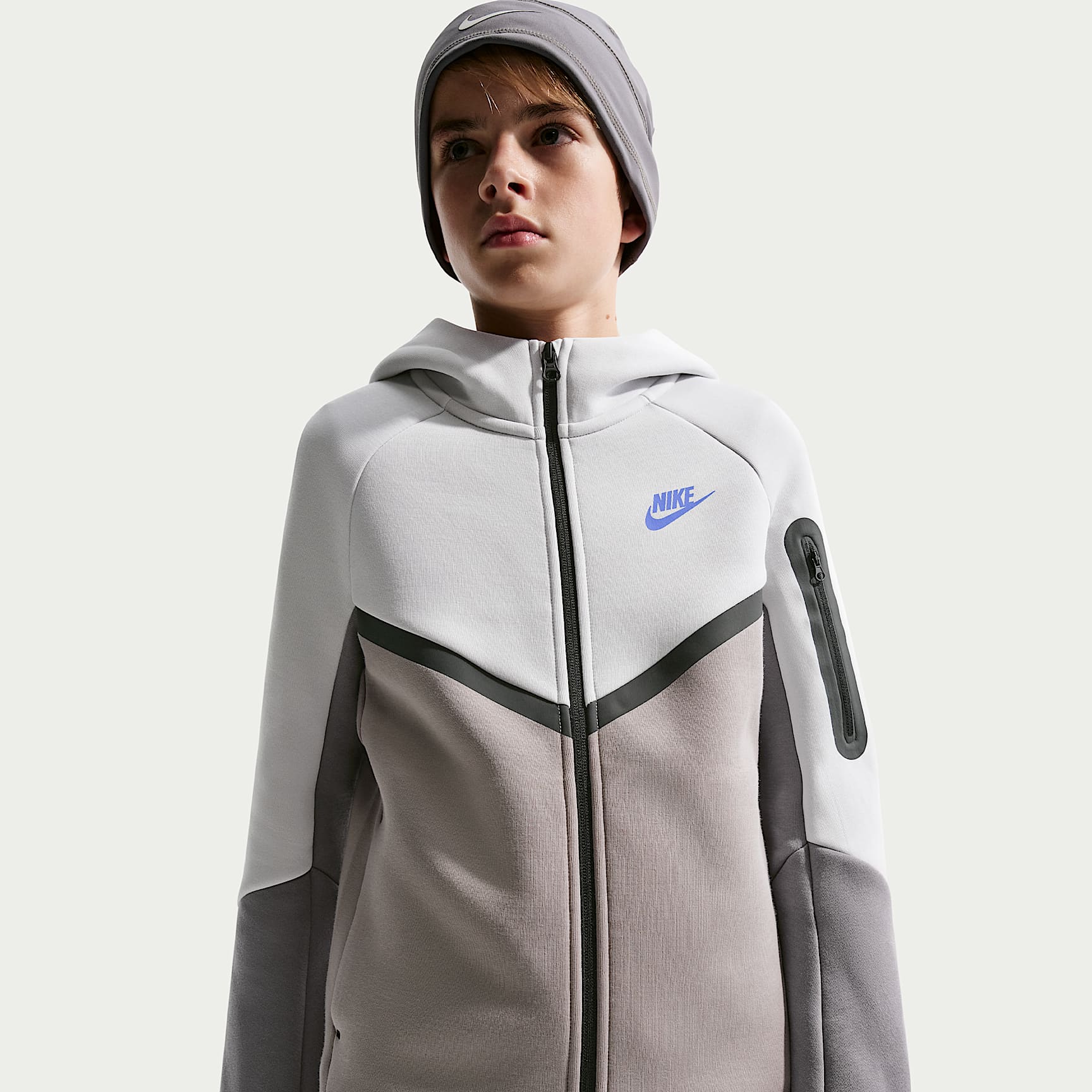 Sudadera con gorro con cierre completo para niños grandes Nike Sportswear Tech Fleece