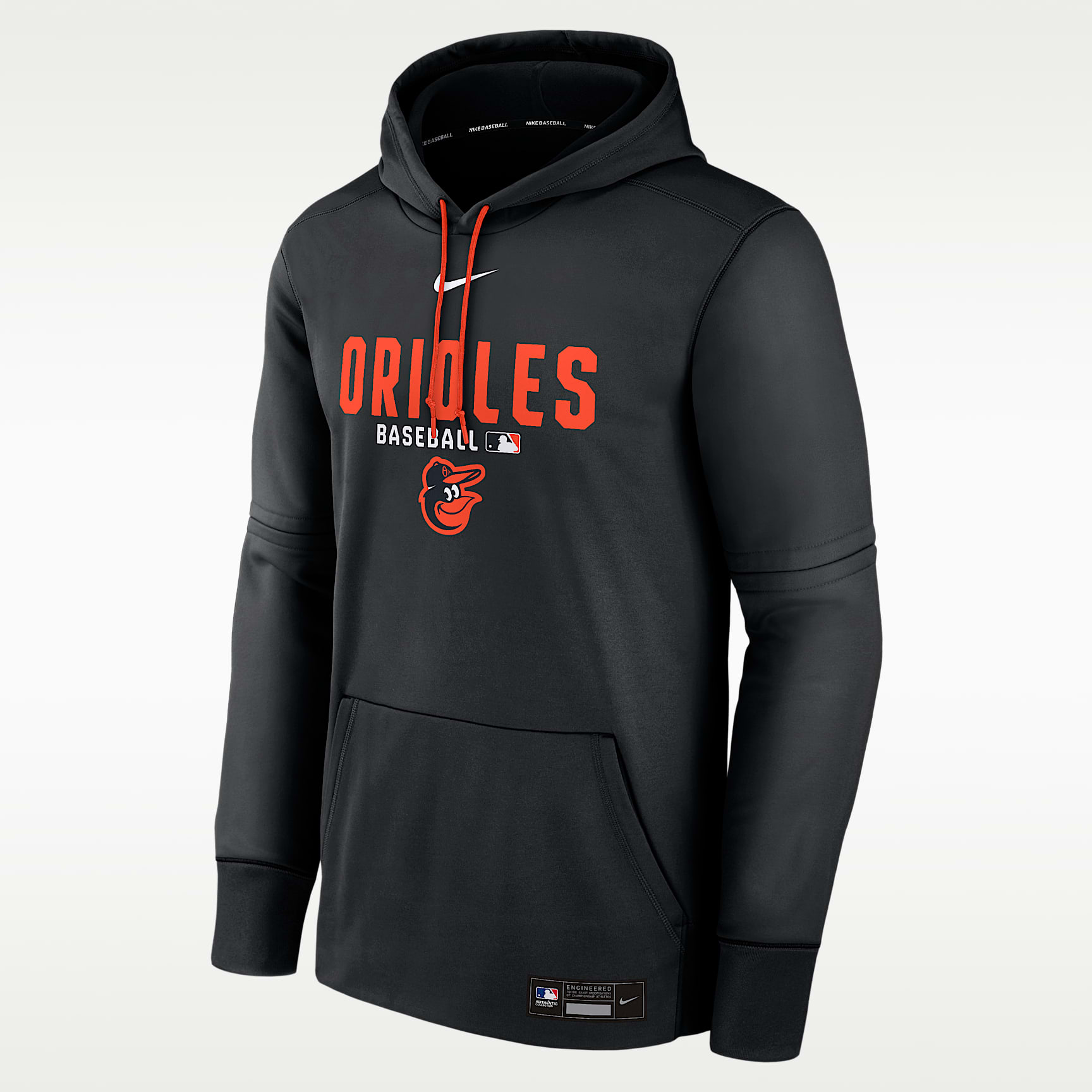 Sudadera con gorro sin cierre Nike Therma de la MLB para hombre Baltimore Orioles Authentic Collection