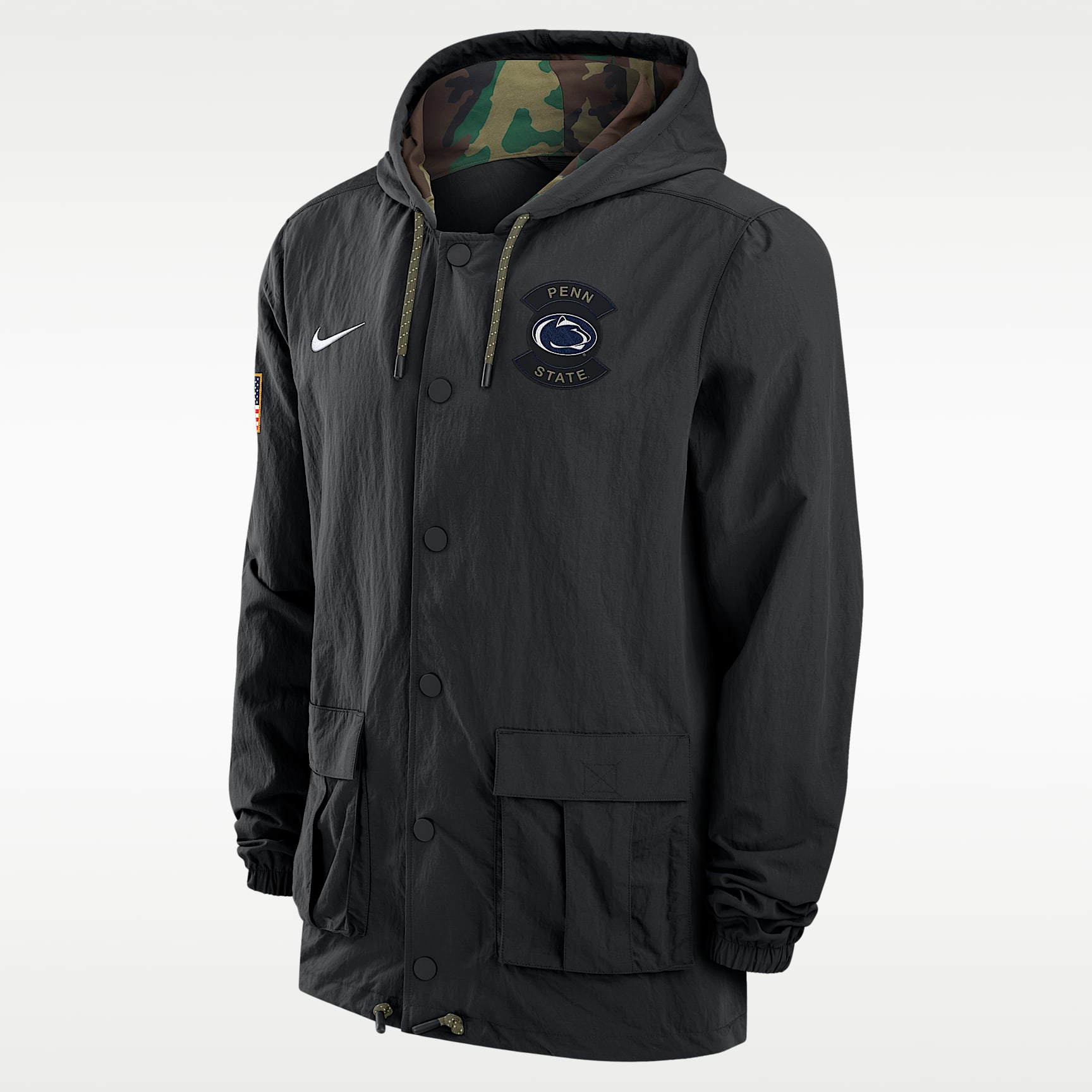Penn State Men's Nike Full-Snap Hooded Military Jacket