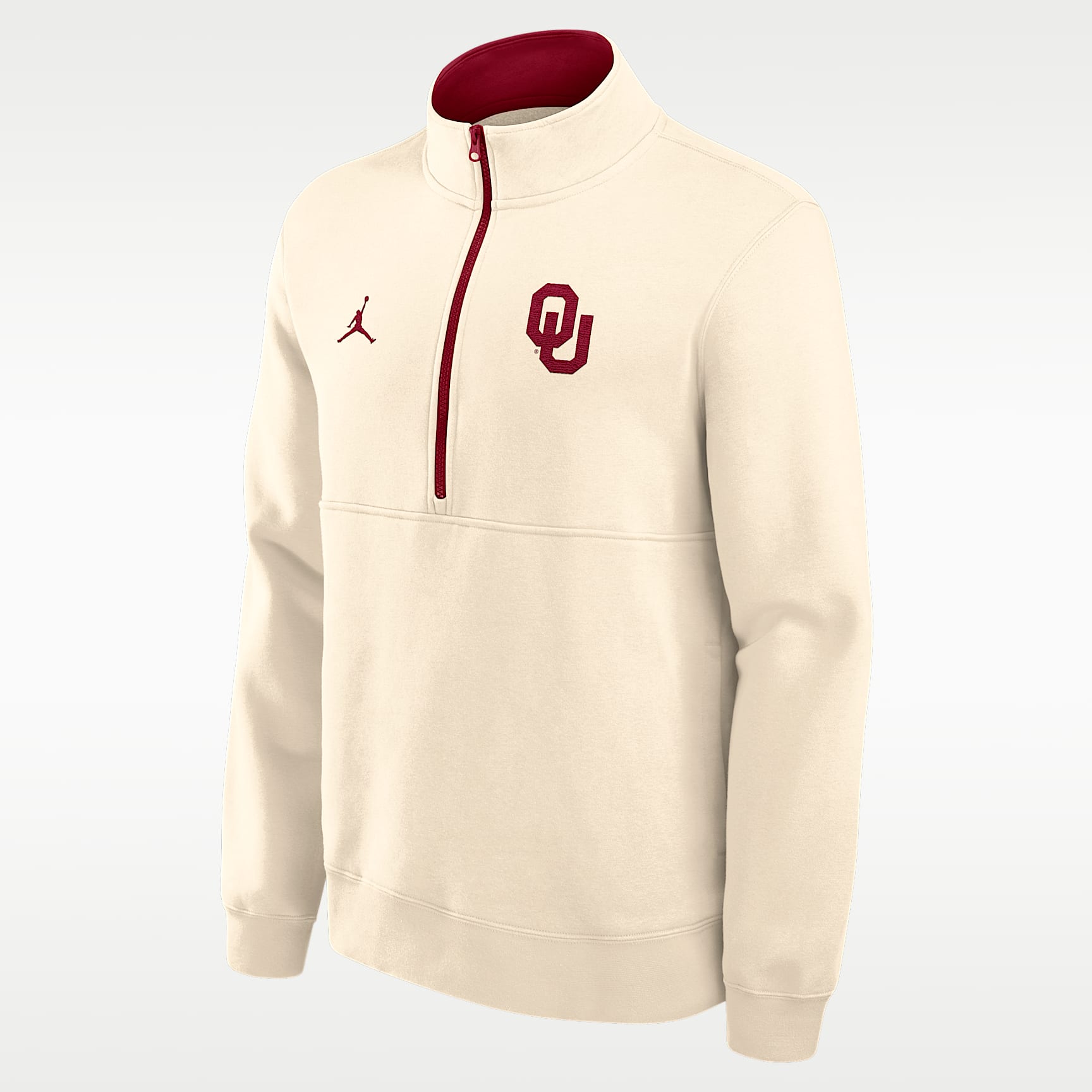 Sudadera de cuello redondo universitaria marca Jordan de medio cierre para hombre Oklahoma Primetime Primary Logo