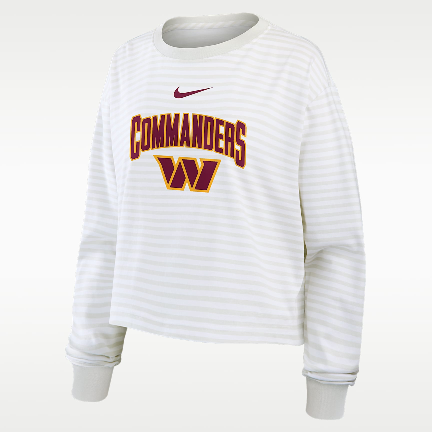 Playera de manga larga cropped Nike para mujer Washington Commanders Primetime
