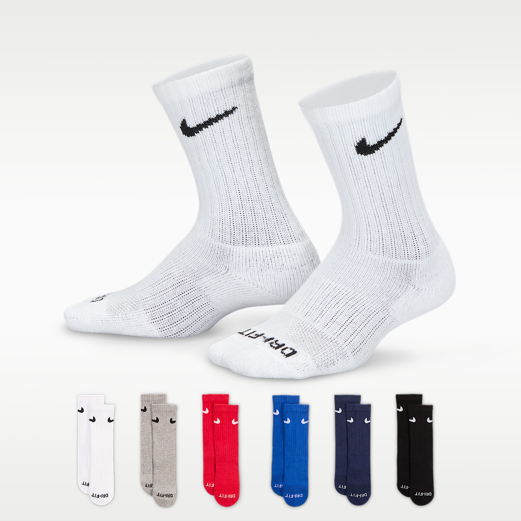 Meias de cano médio Dri-FIT Nike Performance Basics para criança (6 pares)