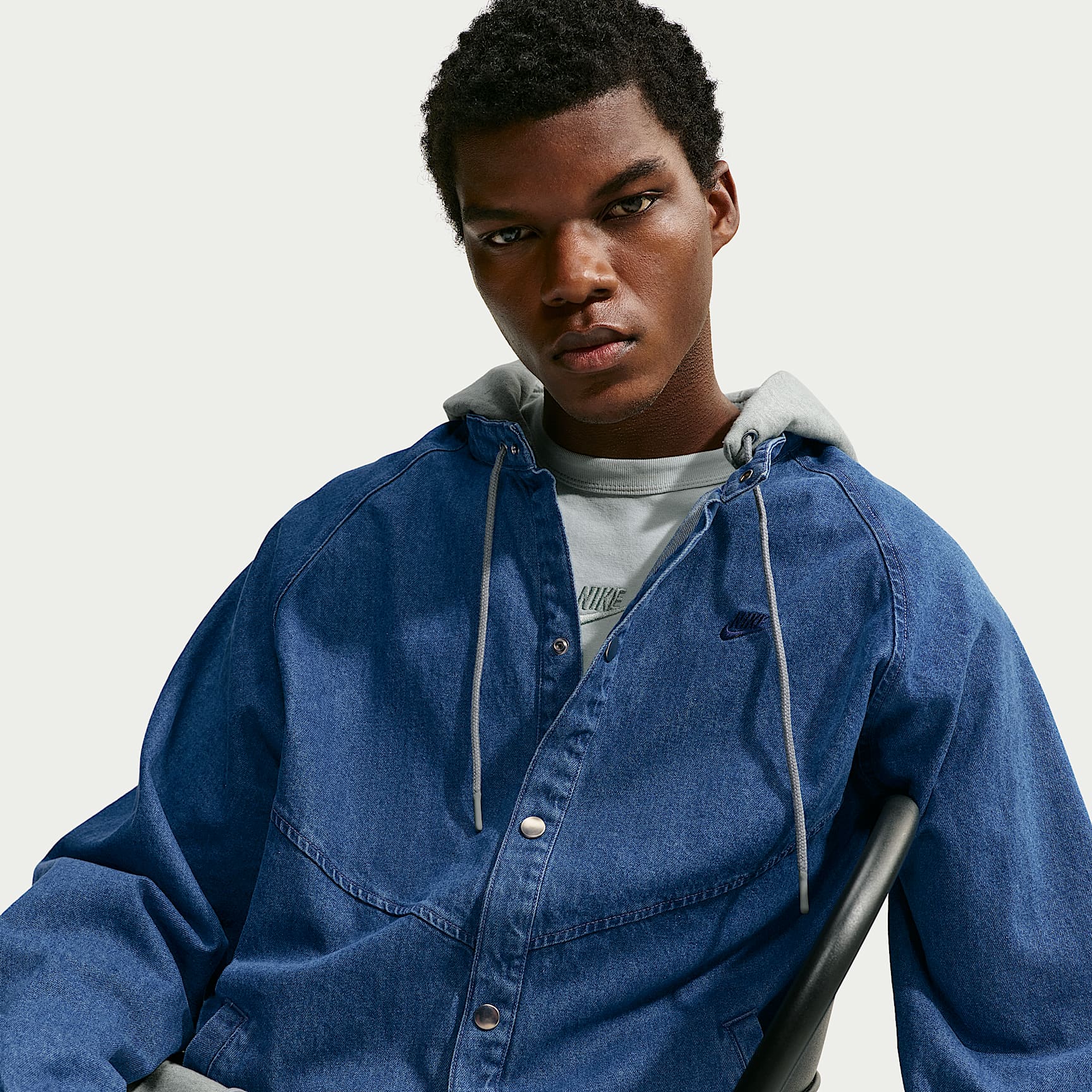 Giacca ampia in denim e fleece pesante Nike Sportswear – Uomo