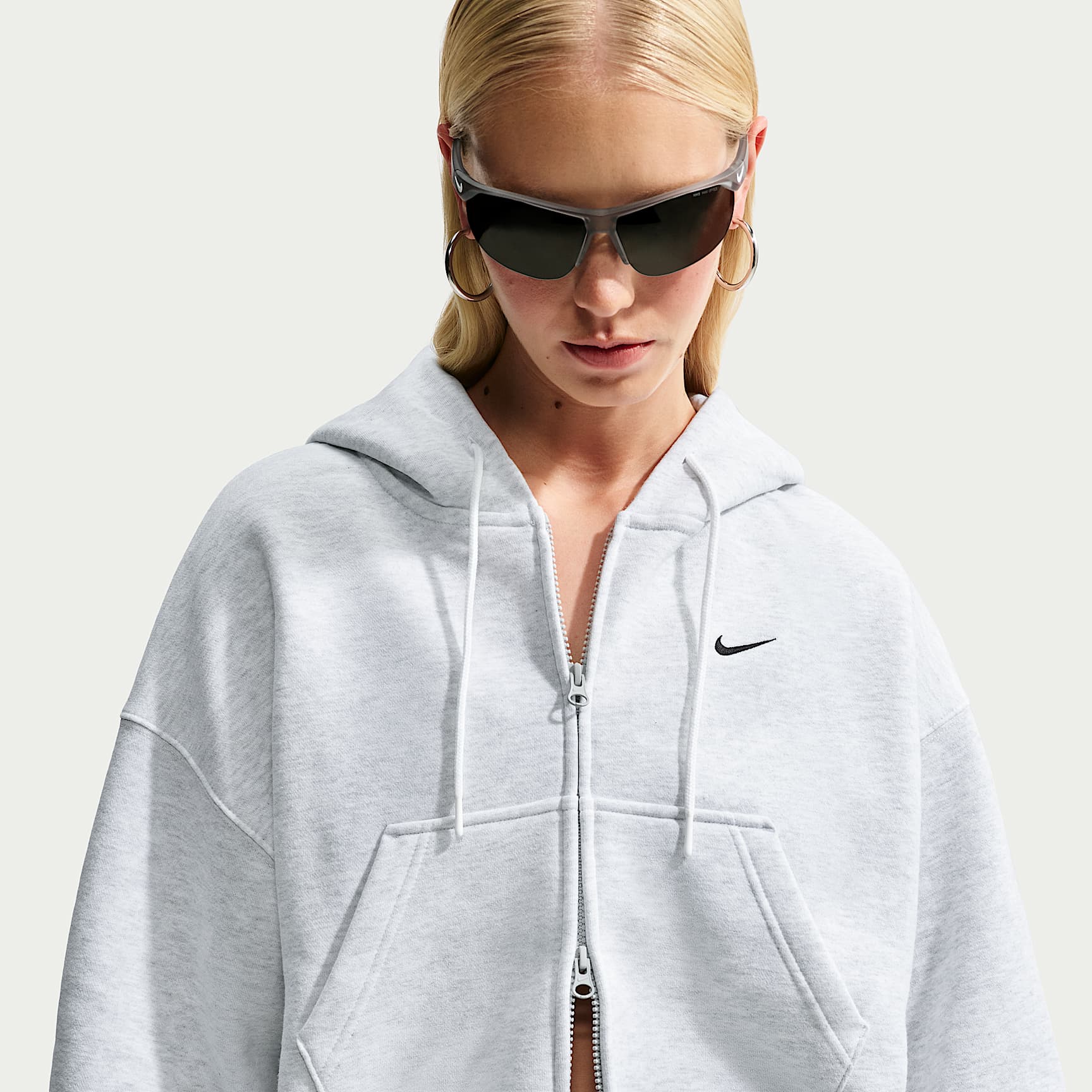 Nike Studio Fleece Medium Weight Women's Oversized Full-Zip Cropped Hoodie