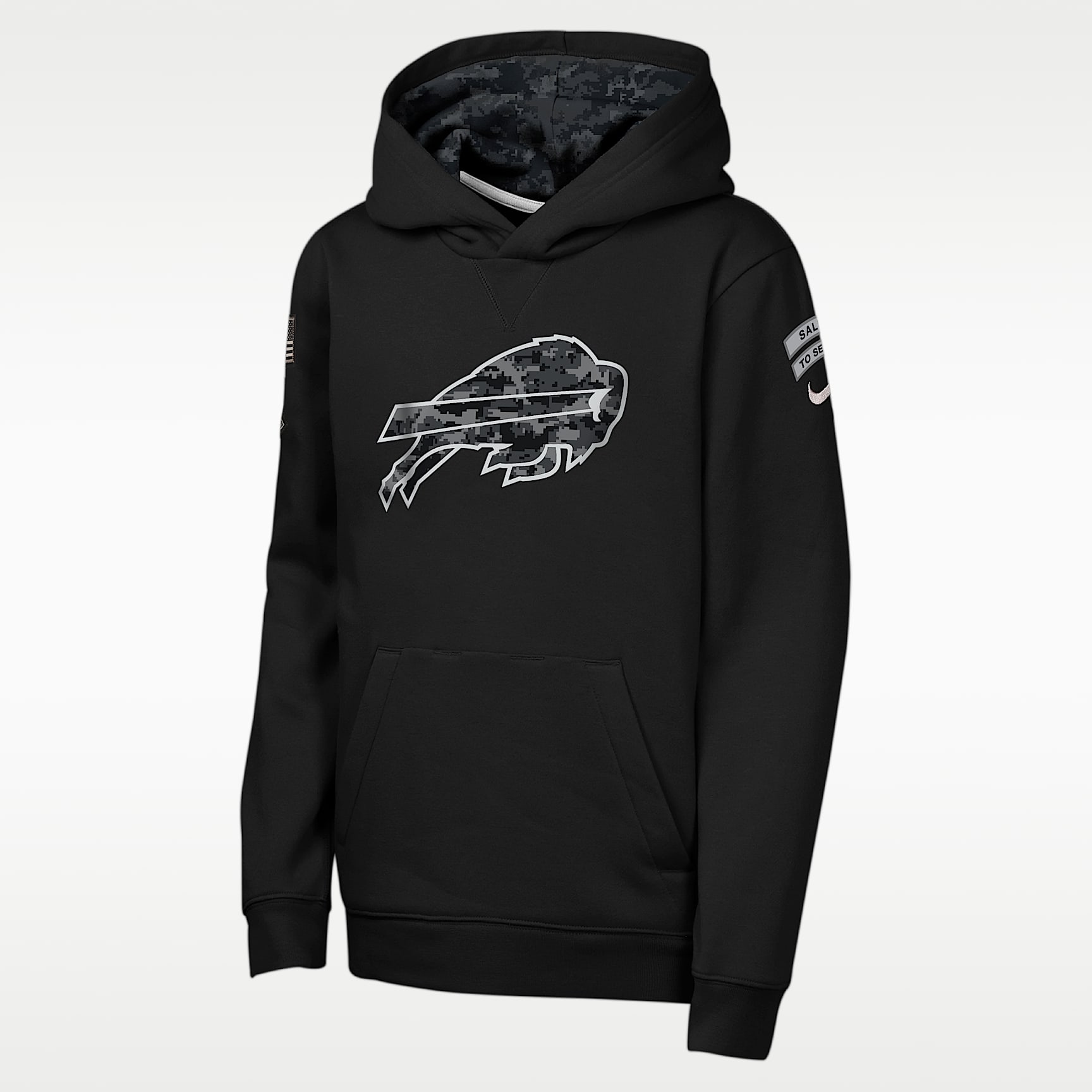 Sudadera con gorro sin cierre Nike de la NFL para niños talla grande Buffalo Bills Salute to Service Sideline Club