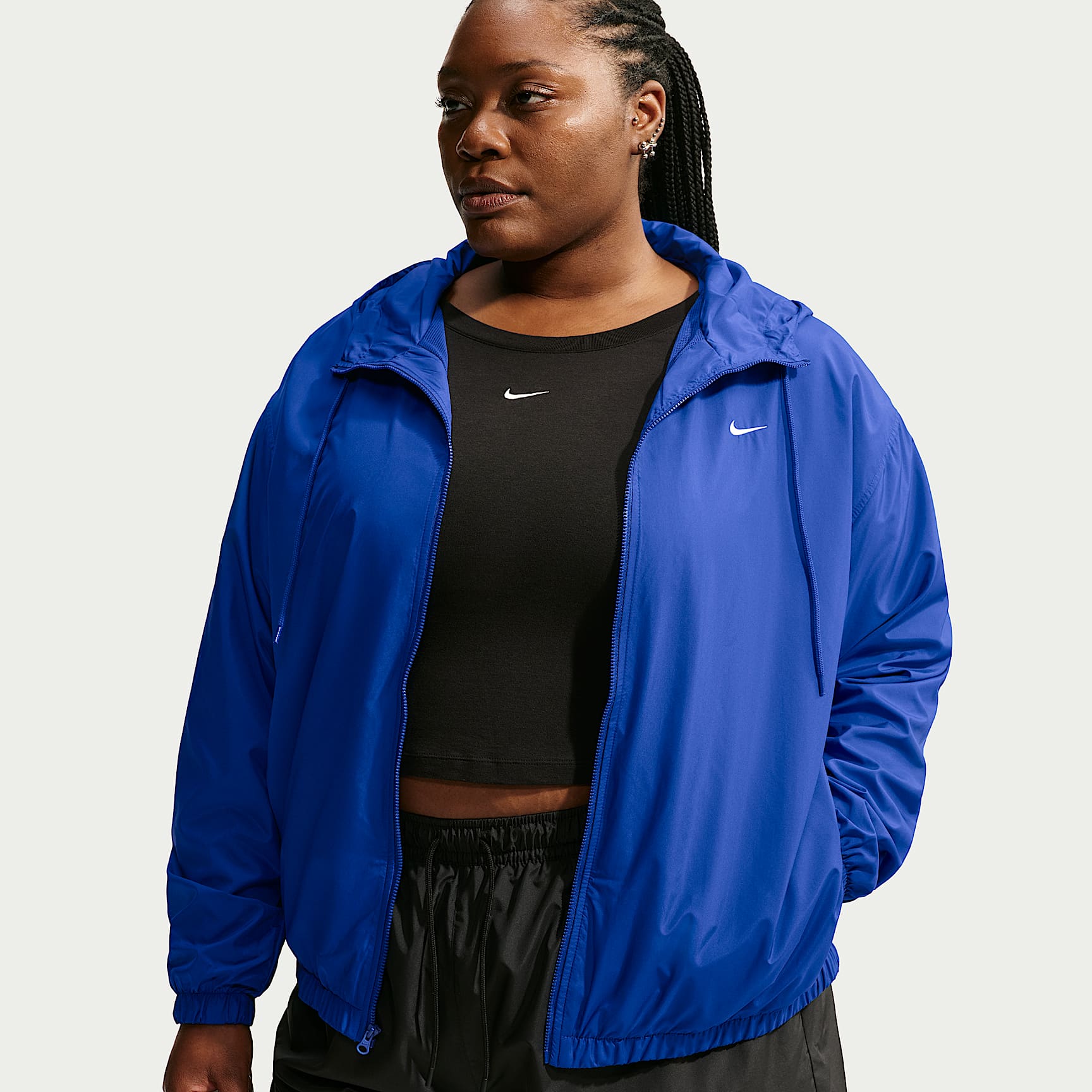 Chamarra con gorro holgada para mujer talla grande UV Nike Sportswear