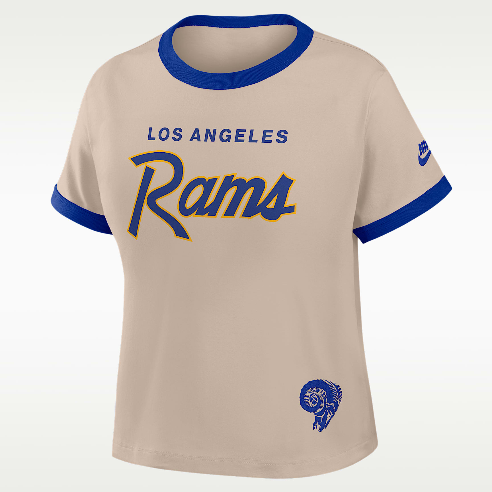 Los Angeles Rams Rewind Ringer Mod Women's Nike NFL Cropped T-Shirt