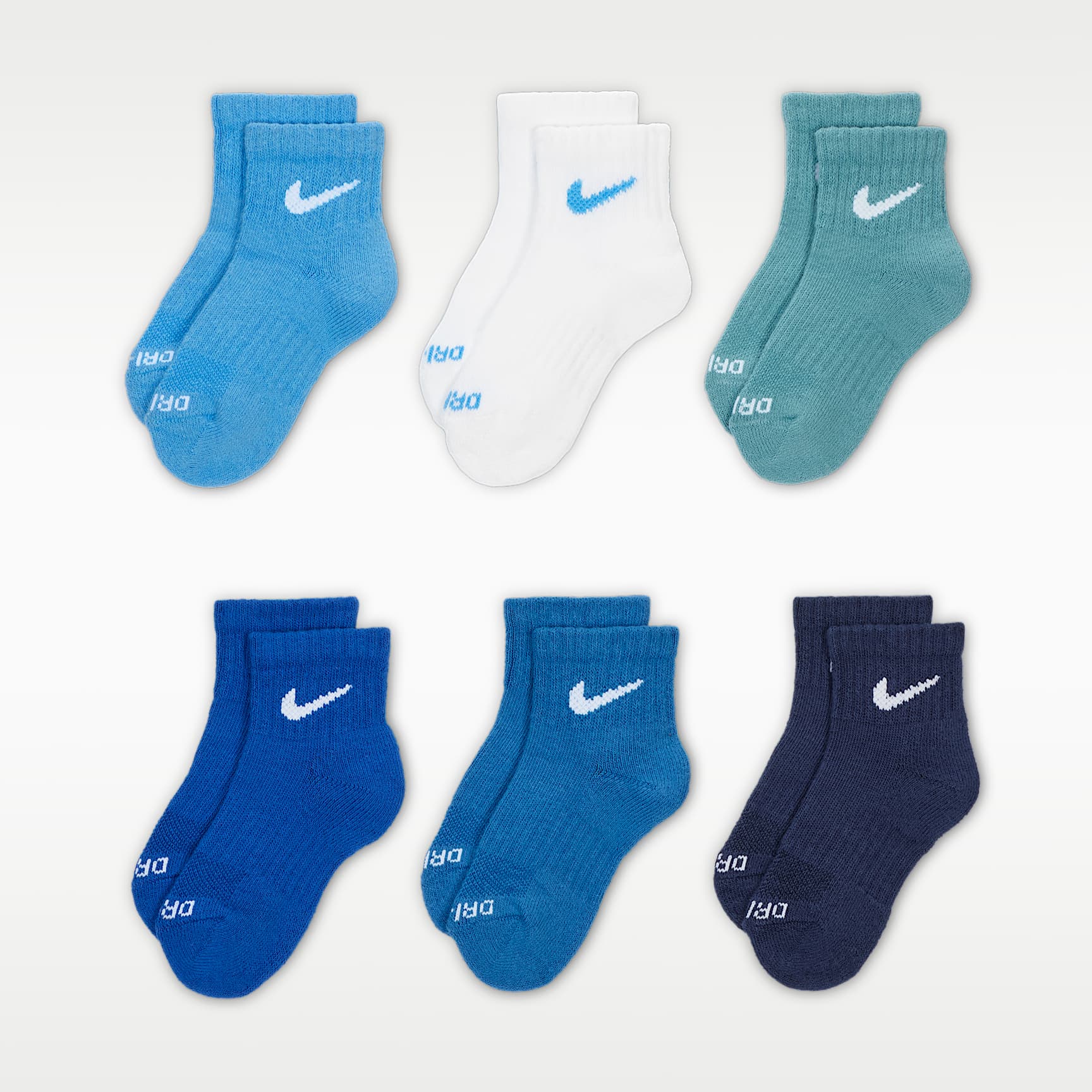 Calcetines de 1/4 para preescolar (6 pares) Nike Dri-FIT Performance Basics