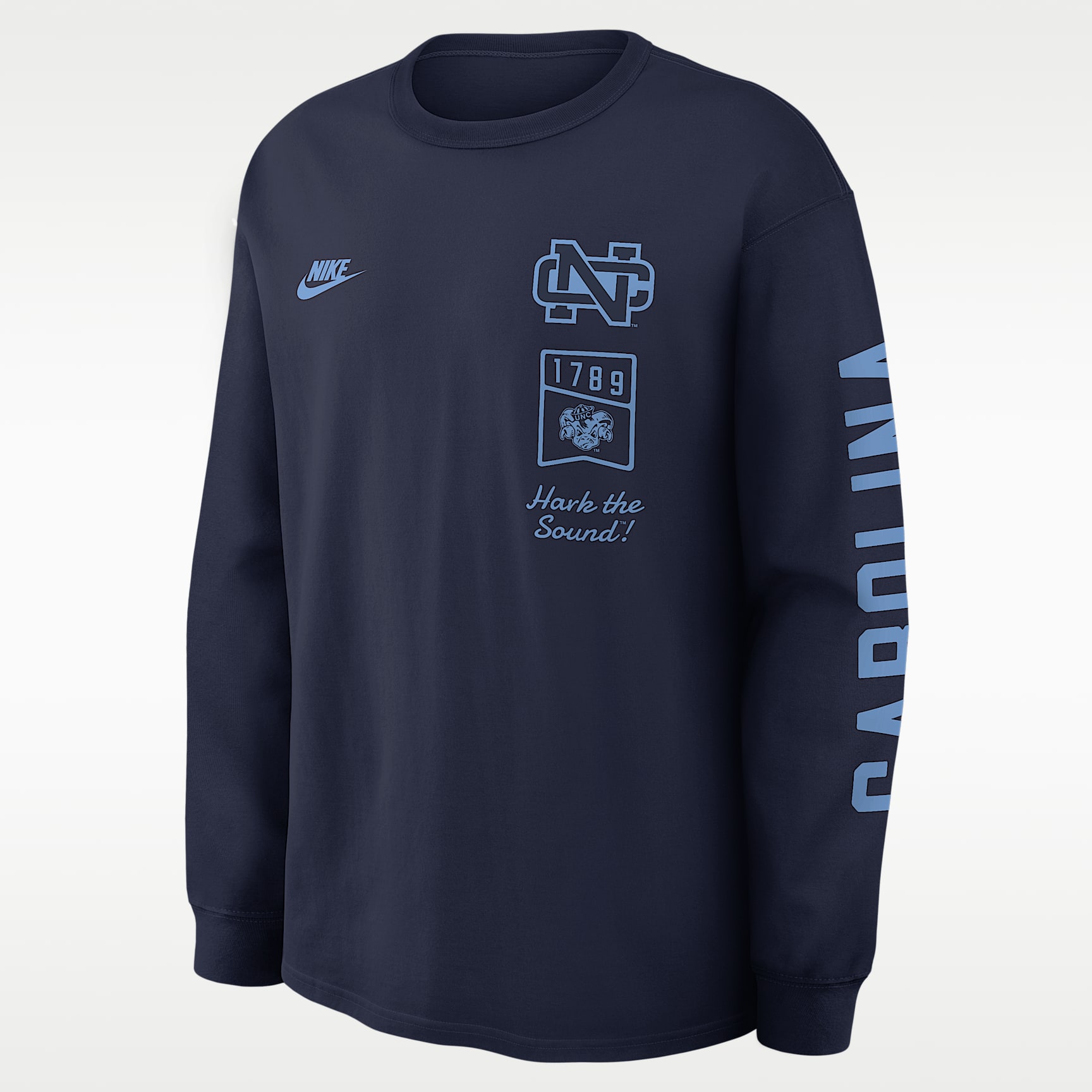 Playera universitaria Nike de manga larga para hombre North Carolina Legacy