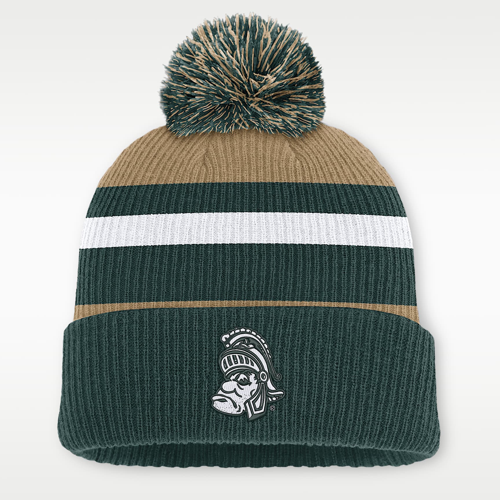 Michigan State Legacy Striped Men's Nike College Cuffed Pom Beanie