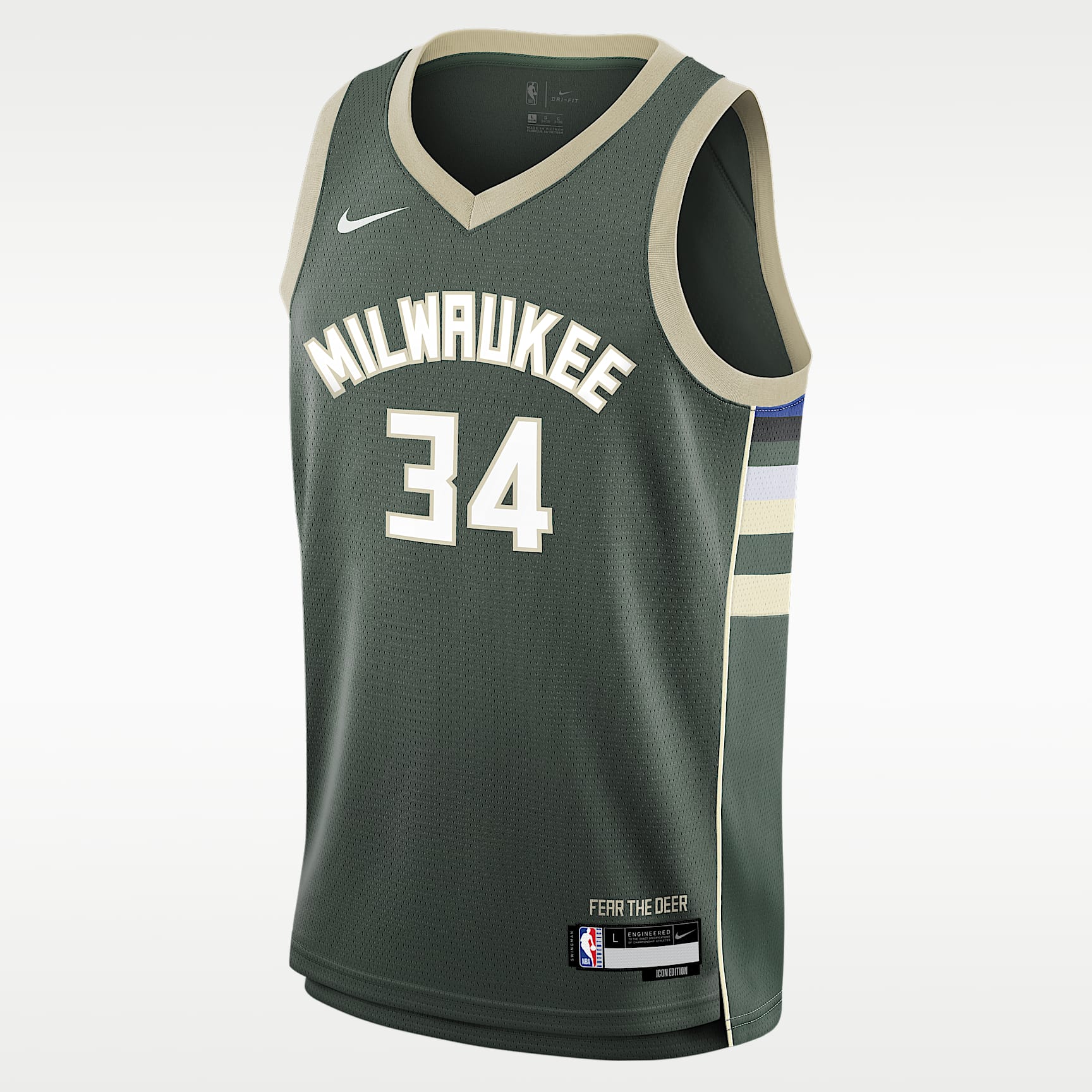 Giannis Antetokounmpo Milwaukee Bucks 2023/24 Icon Edition Big Kids' Nike NBA Swingman Jersey