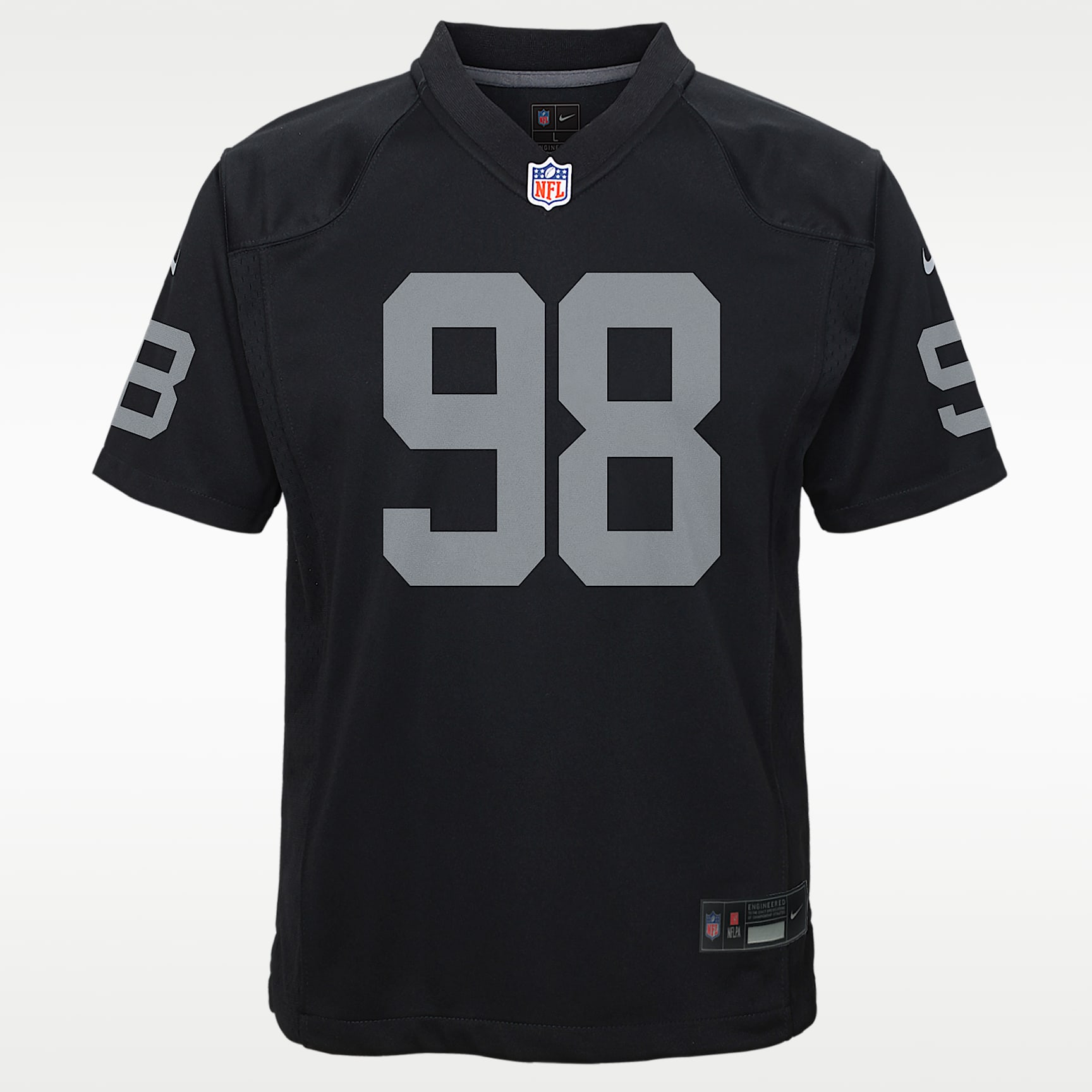 Jersey Nike de la NFL Game para niños talla grande Maxx Crosby Las Vegas Raiders 2024