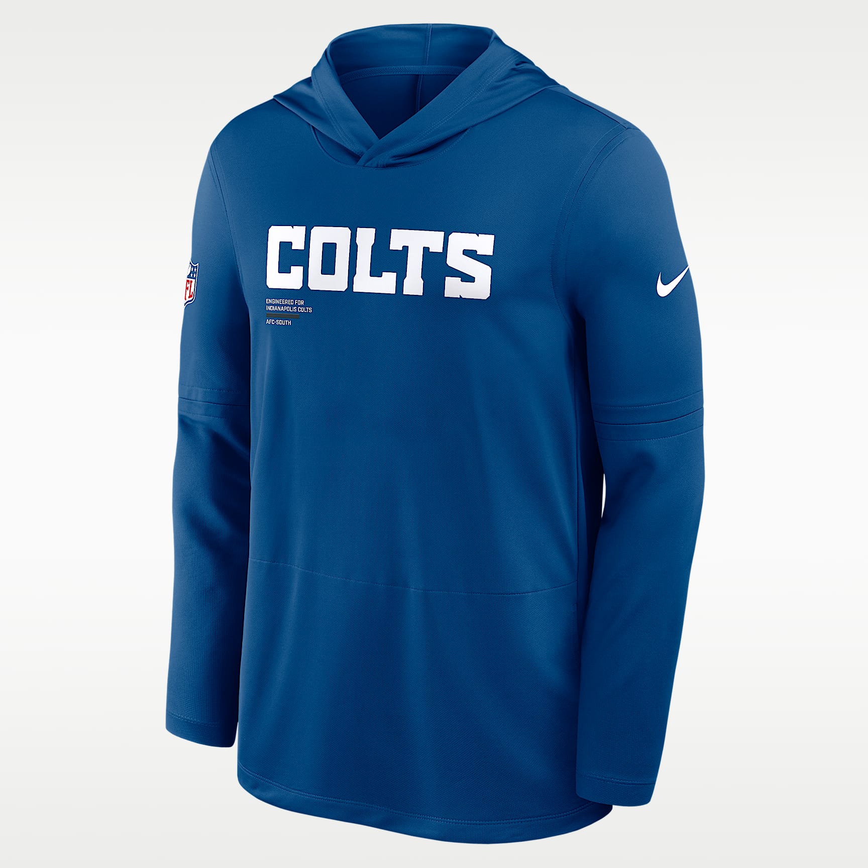 Indianapolis Colts Pure Fury Sideline Men's Nike Dri-FIT NFL Long-Sleeve Hooded Top