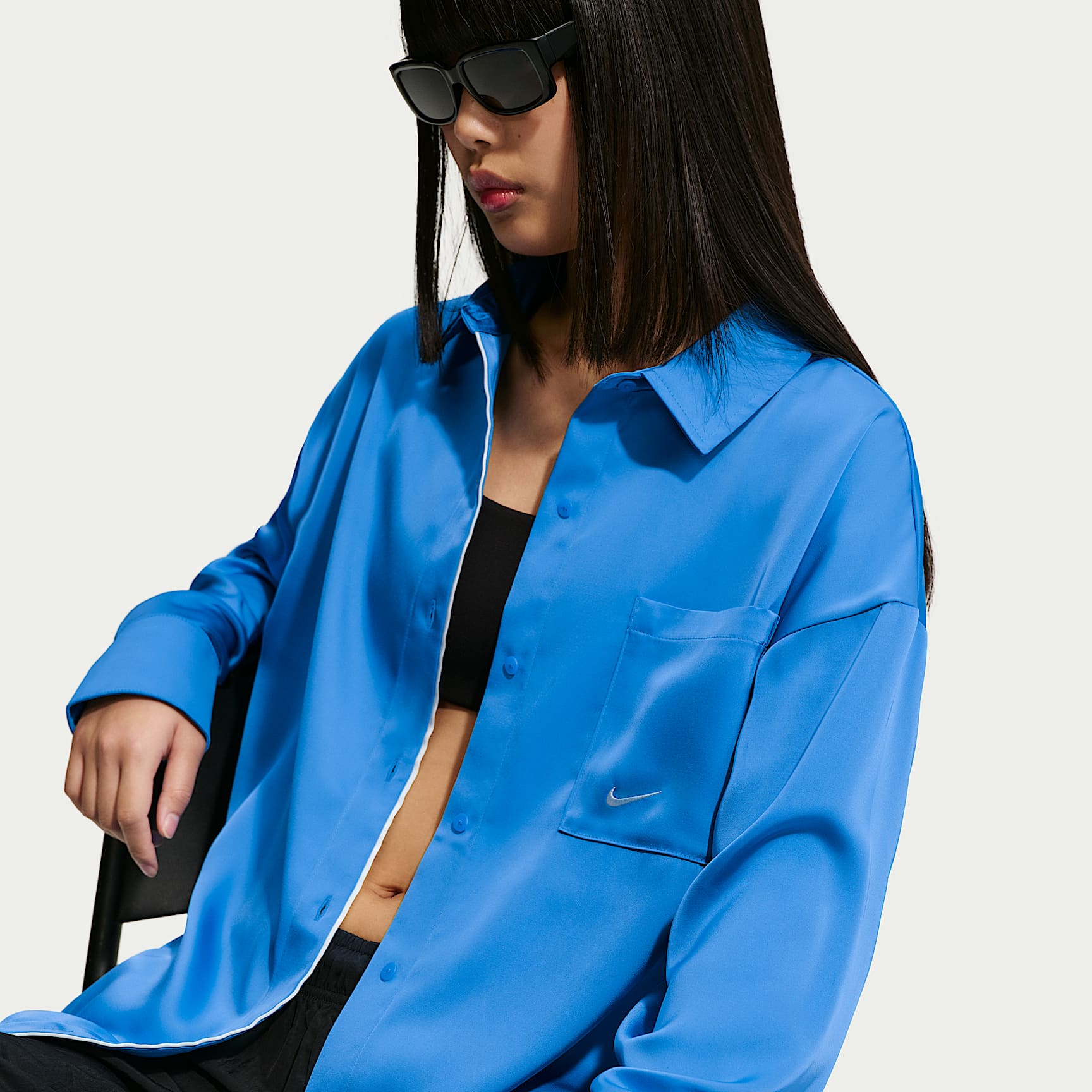 Nike Sportswear Oversize-Longsleeve aus Satin (Damen)