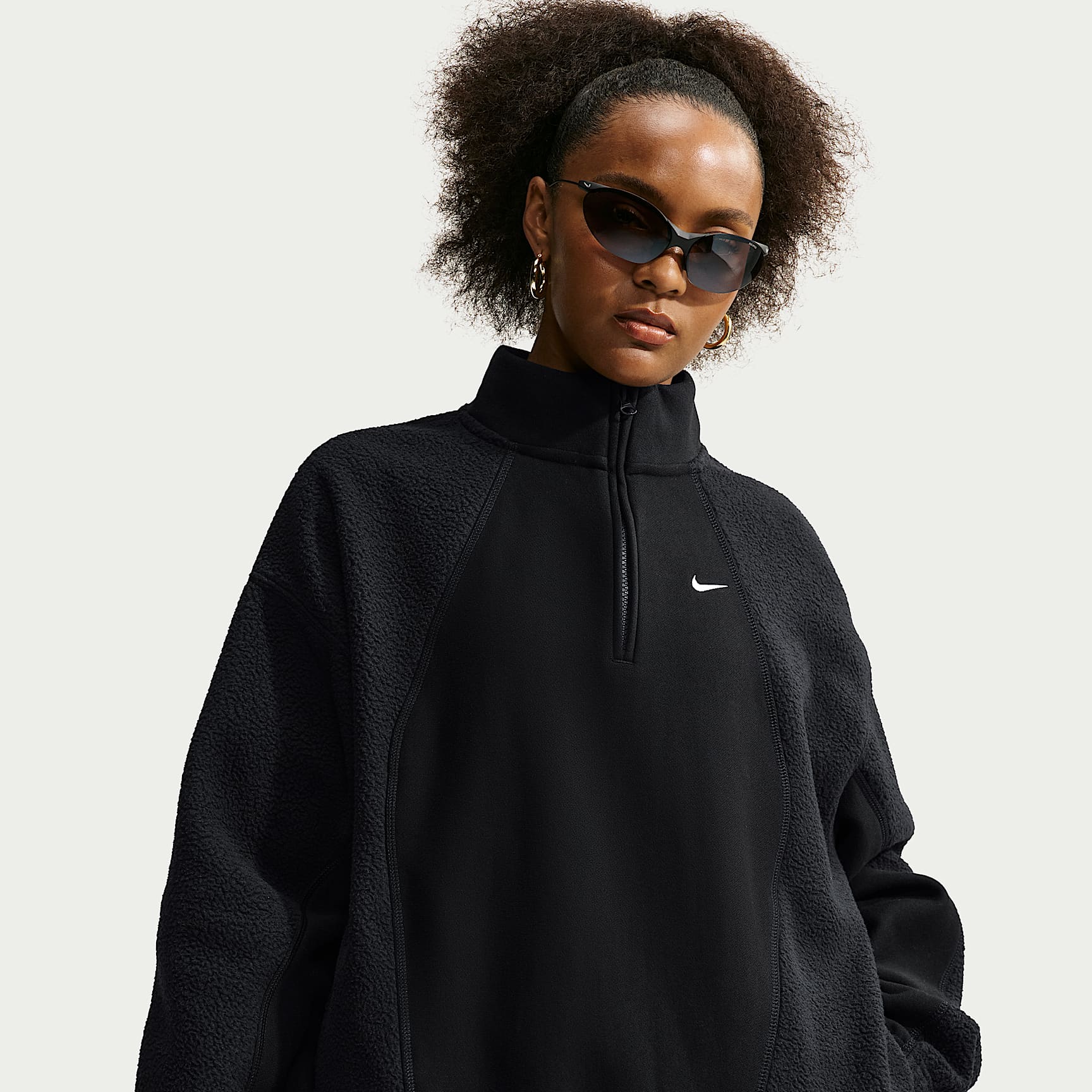 Sudadera oversized con cierre de 1/4 para mujer Nike Studio Fleece Heavyweight Plush