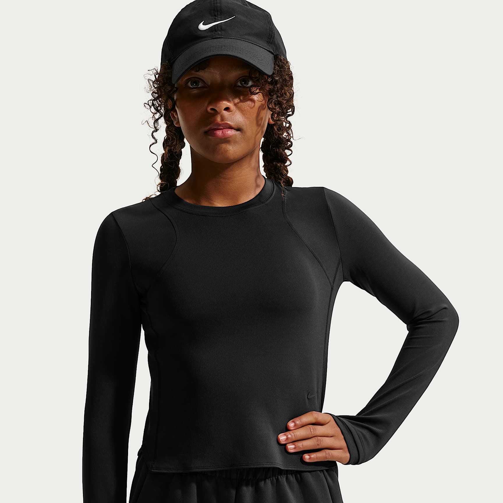 Nike MAVN Girls' Dri-FIT Ribbed Long-Sleeve Top