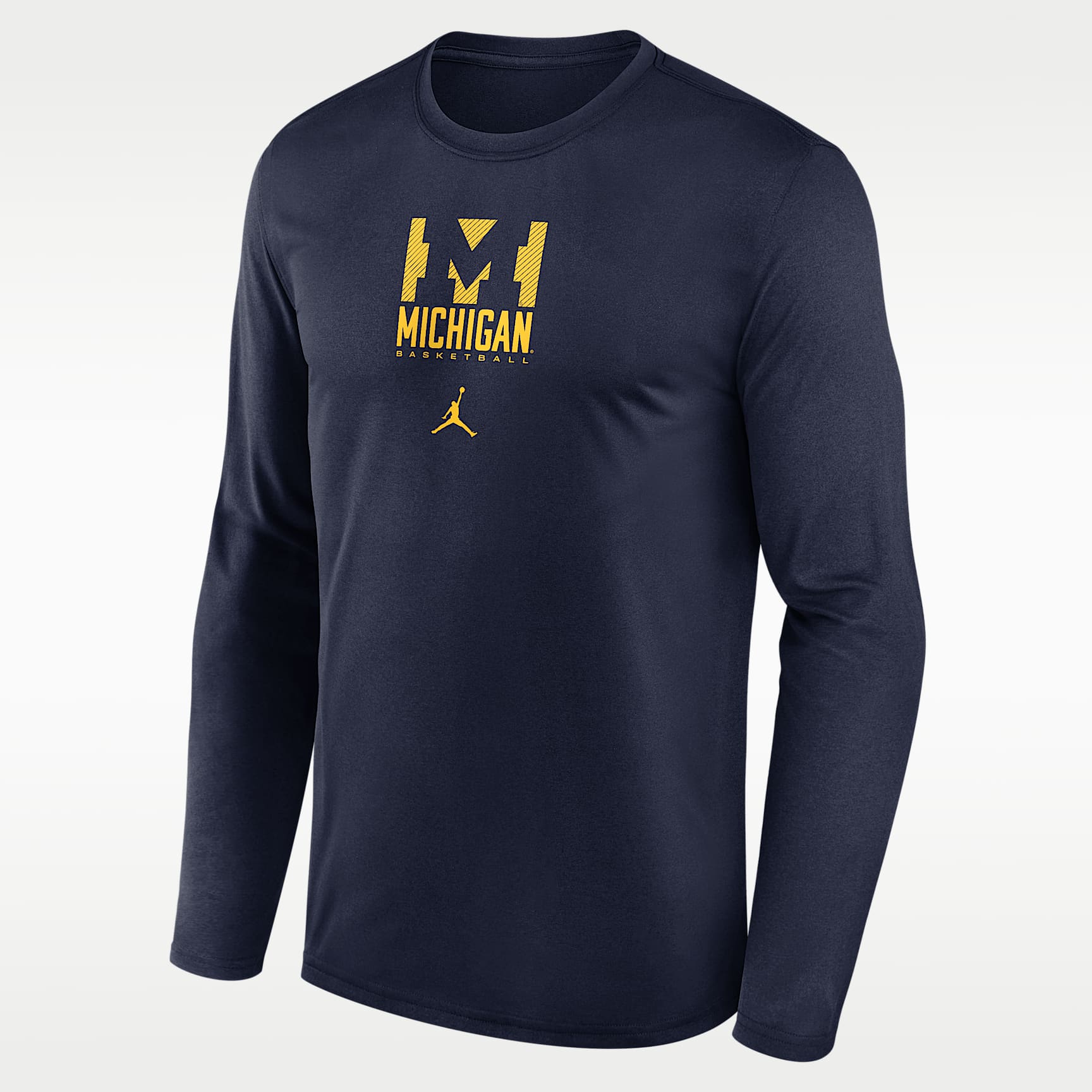 Playera de manga larga universitaria marca Jordan para hombre Dri-FIT Michigan Courtside