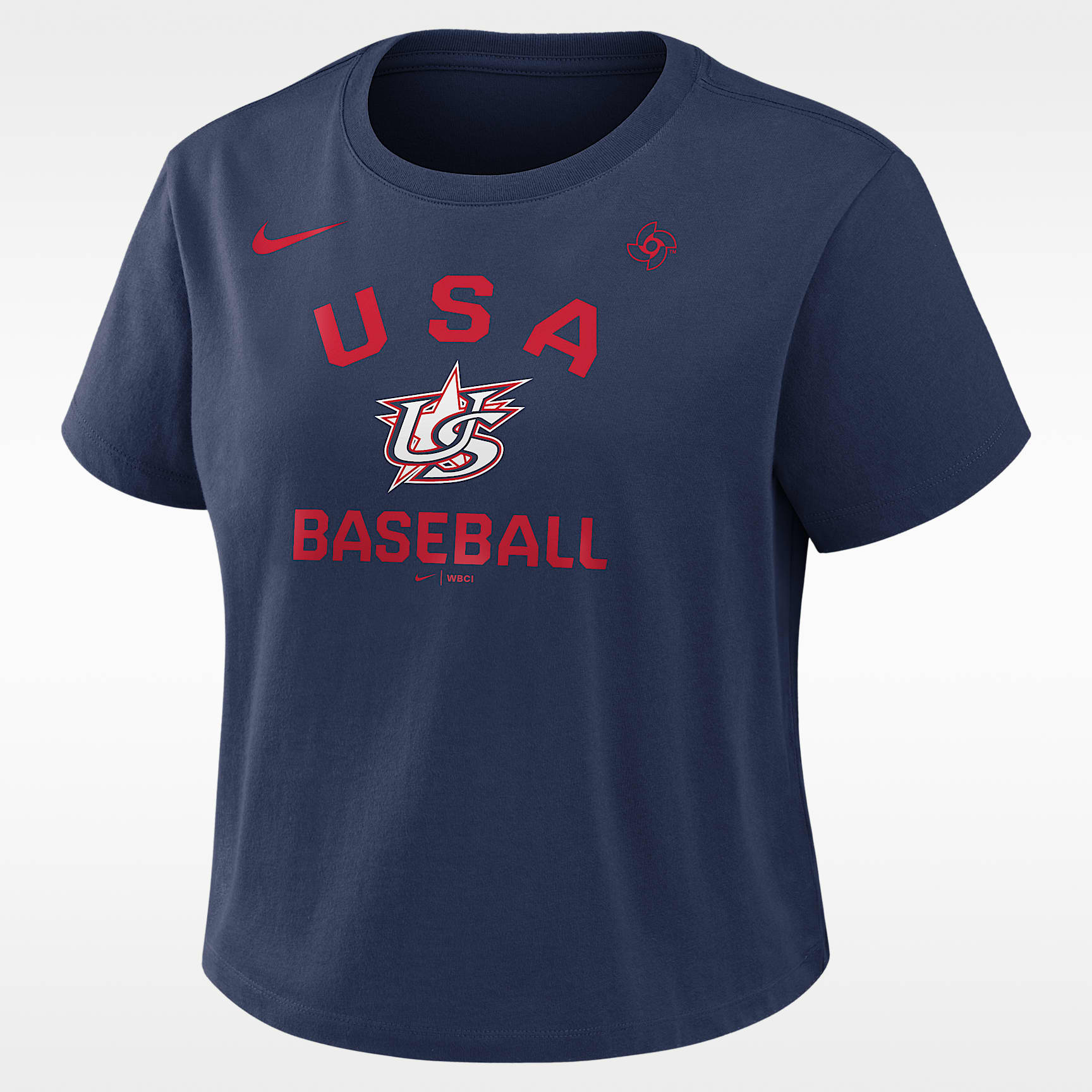 Playera Nike cropped para mujer USA Baseball 2026 World Baseball Classic Mod
