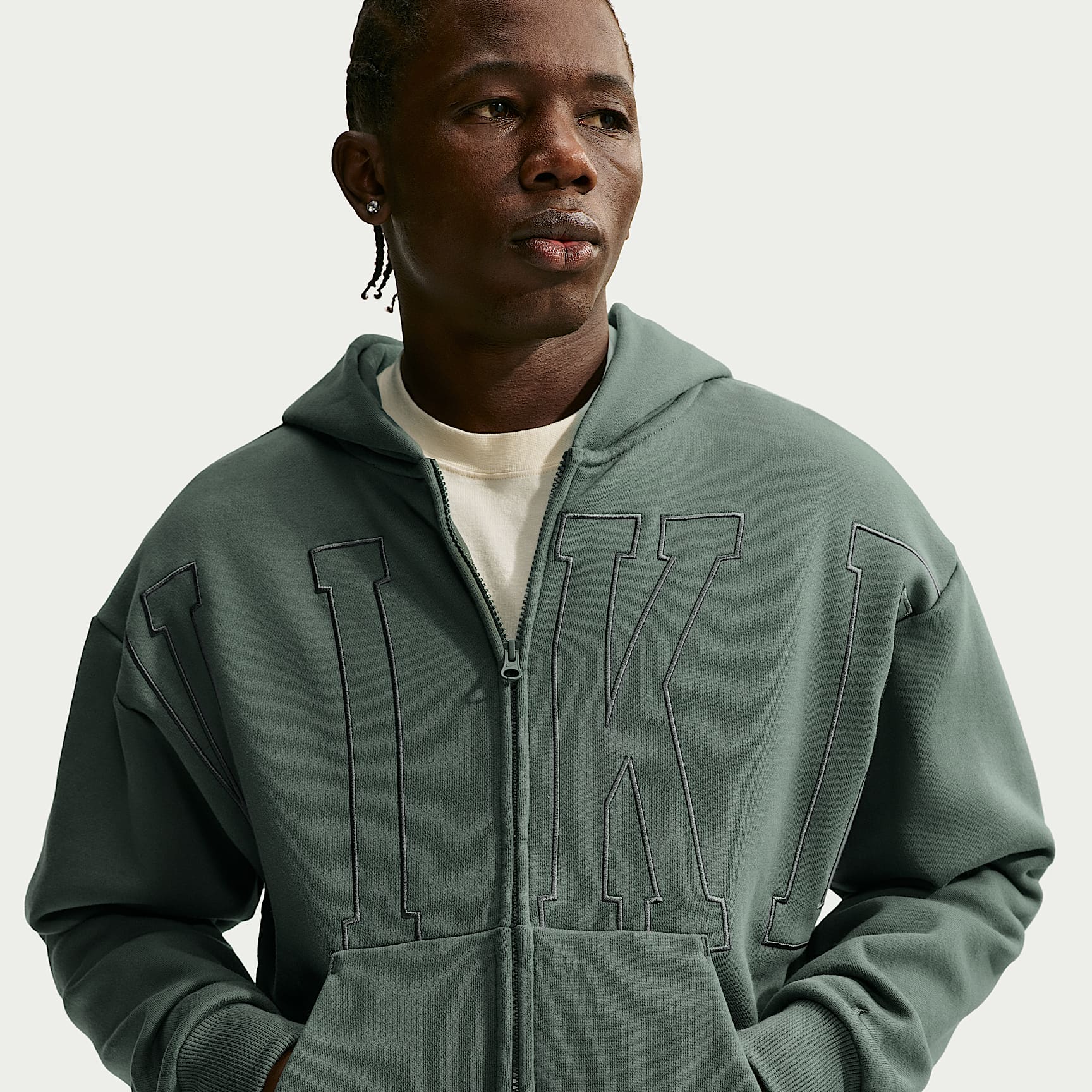Sudadera con gorro holgada de cierre completo para hombre Nike Solo Fleece