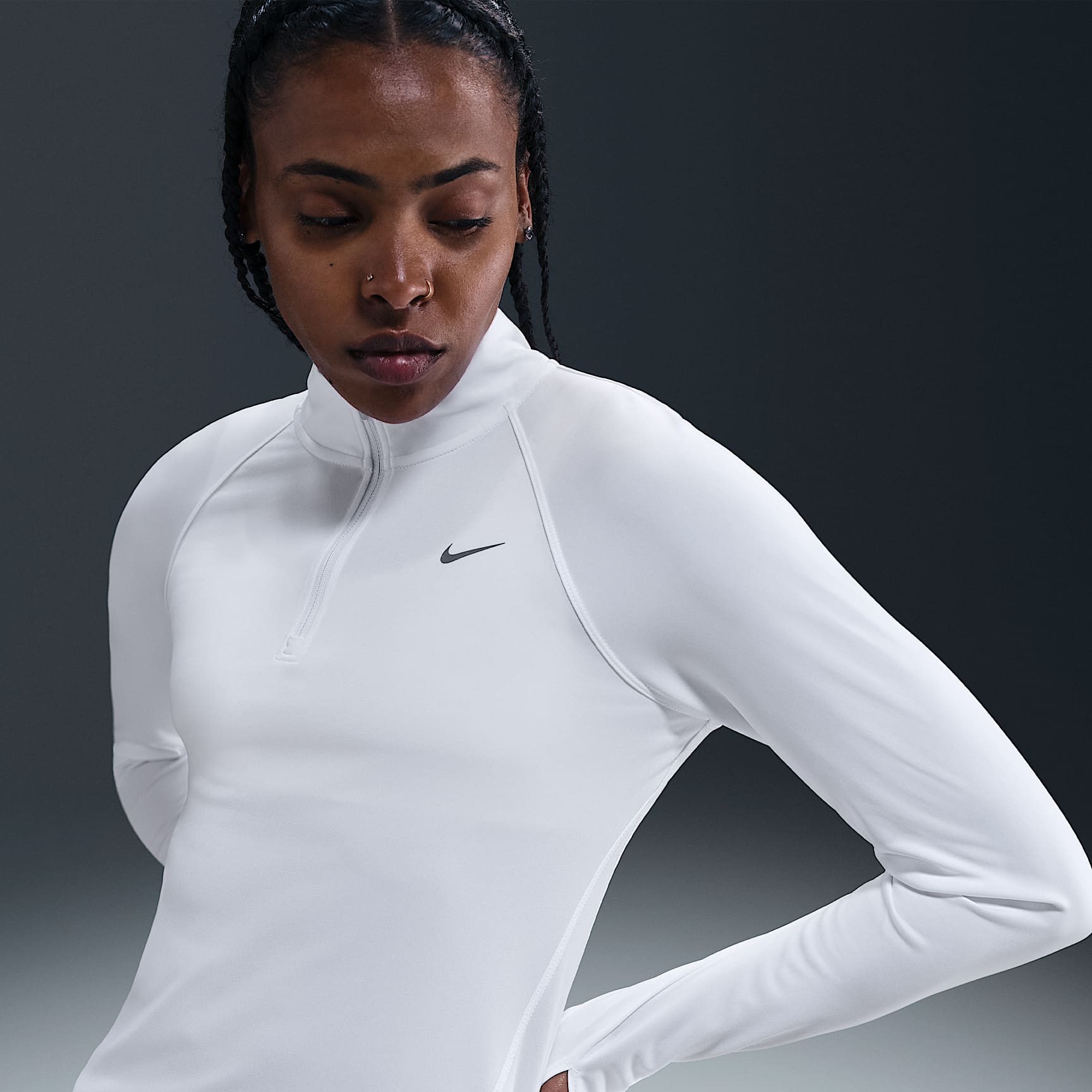 Top da running Dri-FIT con zip a 1/4 Nike Tempo – Donna
