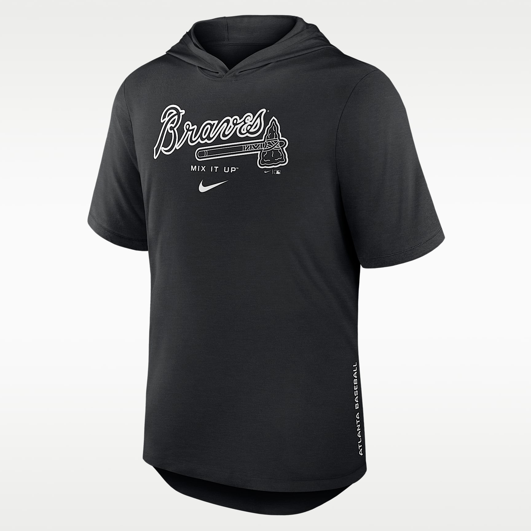 Atlanta Braves Arched Wordmark Men's Nike Dri-FIT MLB Hooded T-Shirt