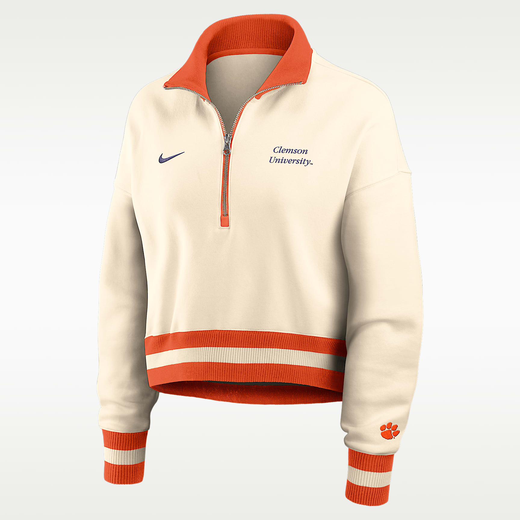 Clemson Legacy Women's Nike College Cropped 1/4-Zip Crew
