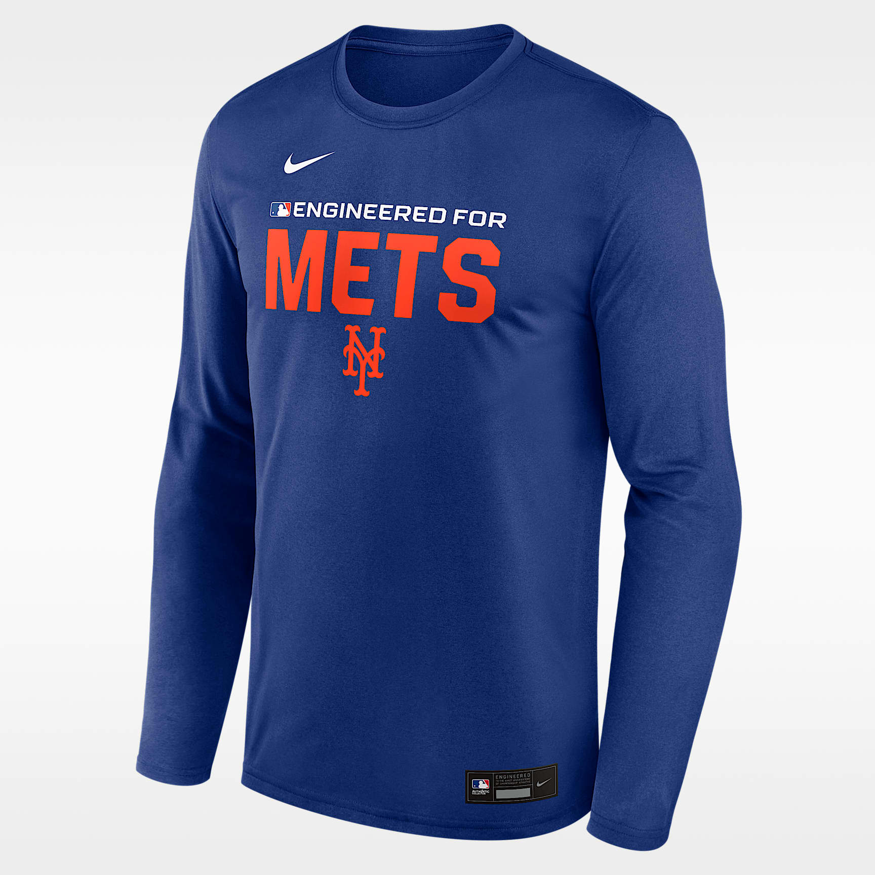 Playera de manga larga Nike Dri-FIT de la MLB para hombre New York Mets Authentic Collection Team Issue