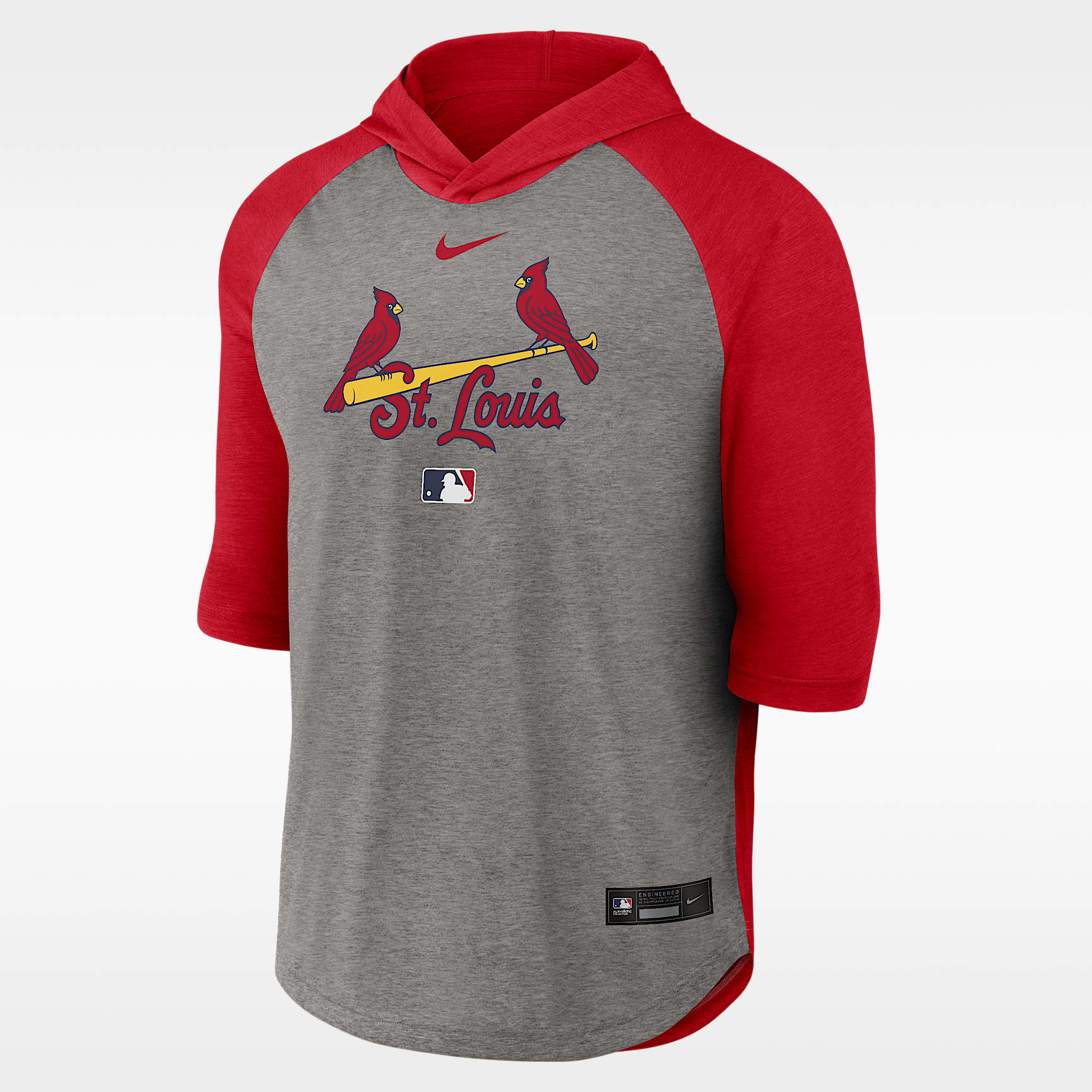 St. Louis Cardinals Authentic Collection Flux Men's Nike Dri-FIT MLB 3/4-Sleeve Hooded T-Shirt