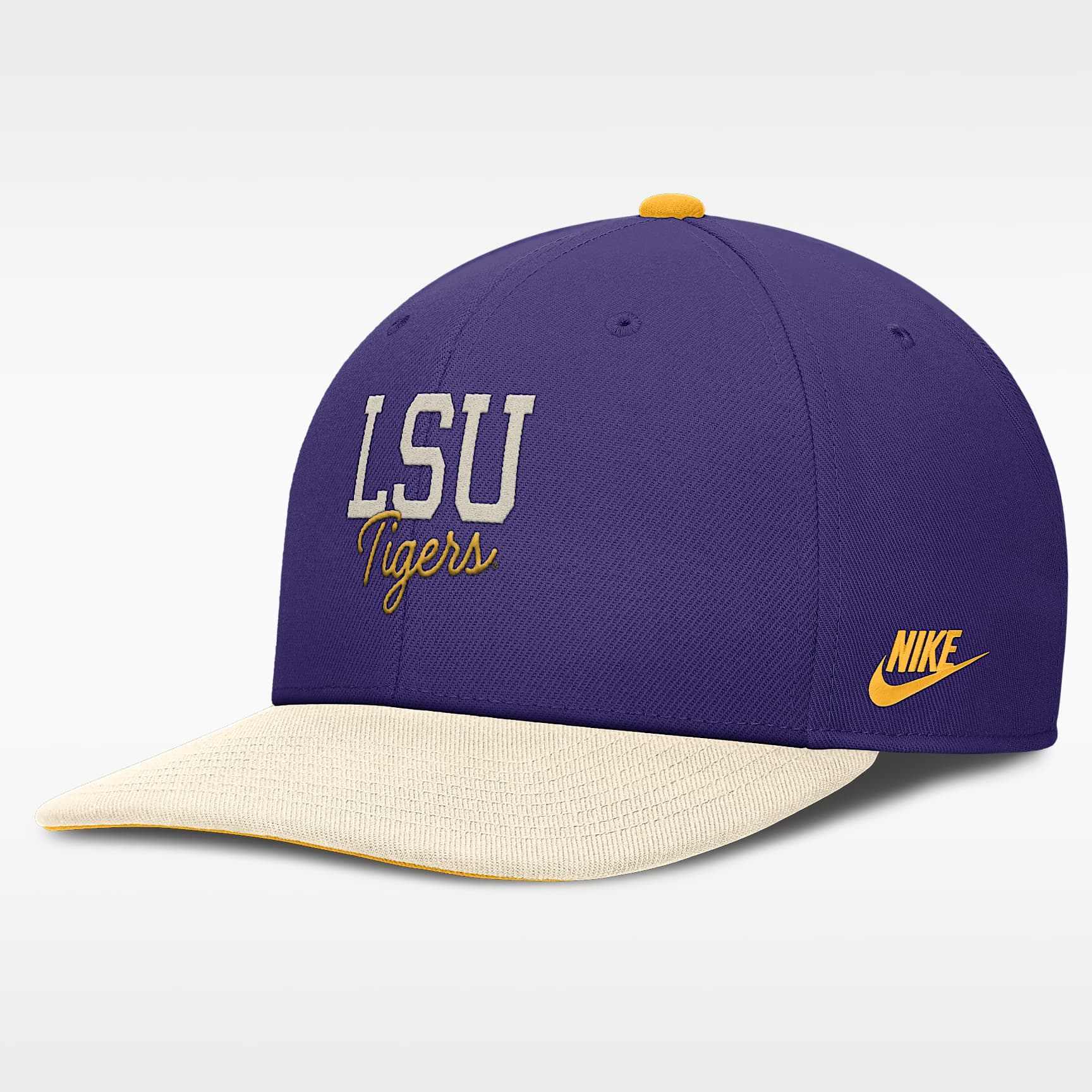 Gorra universitaria Nike Dri-FIT ajustable para hombre LSU Legacy Script