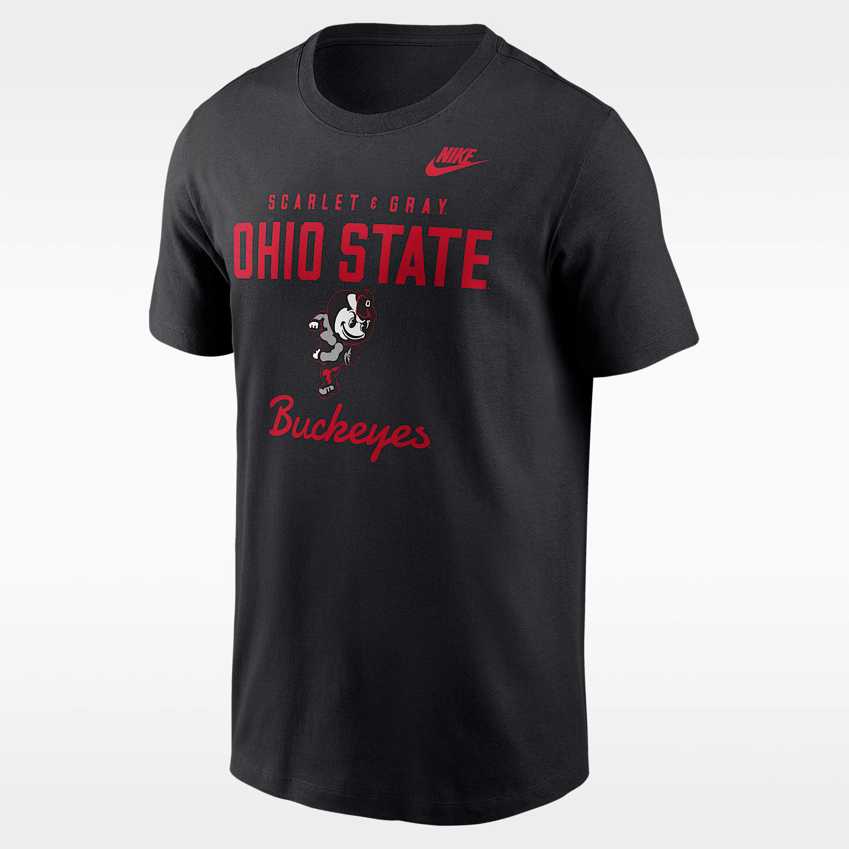 Playera universitaria Nike para hombre Ohio State Legacy Stacked Est