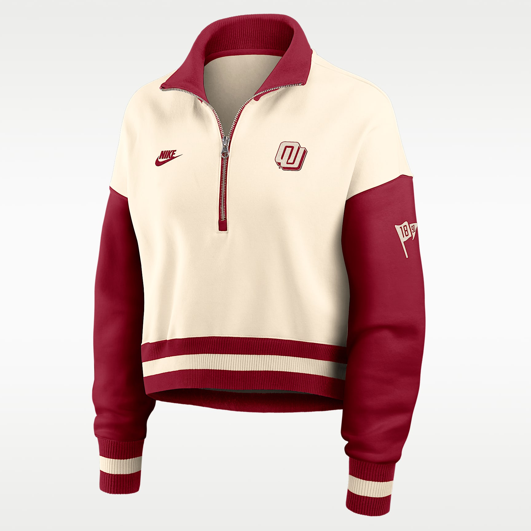 Oklahoma Legacy Women's Nike College Cropped Oversized 1/4-Zip Crew