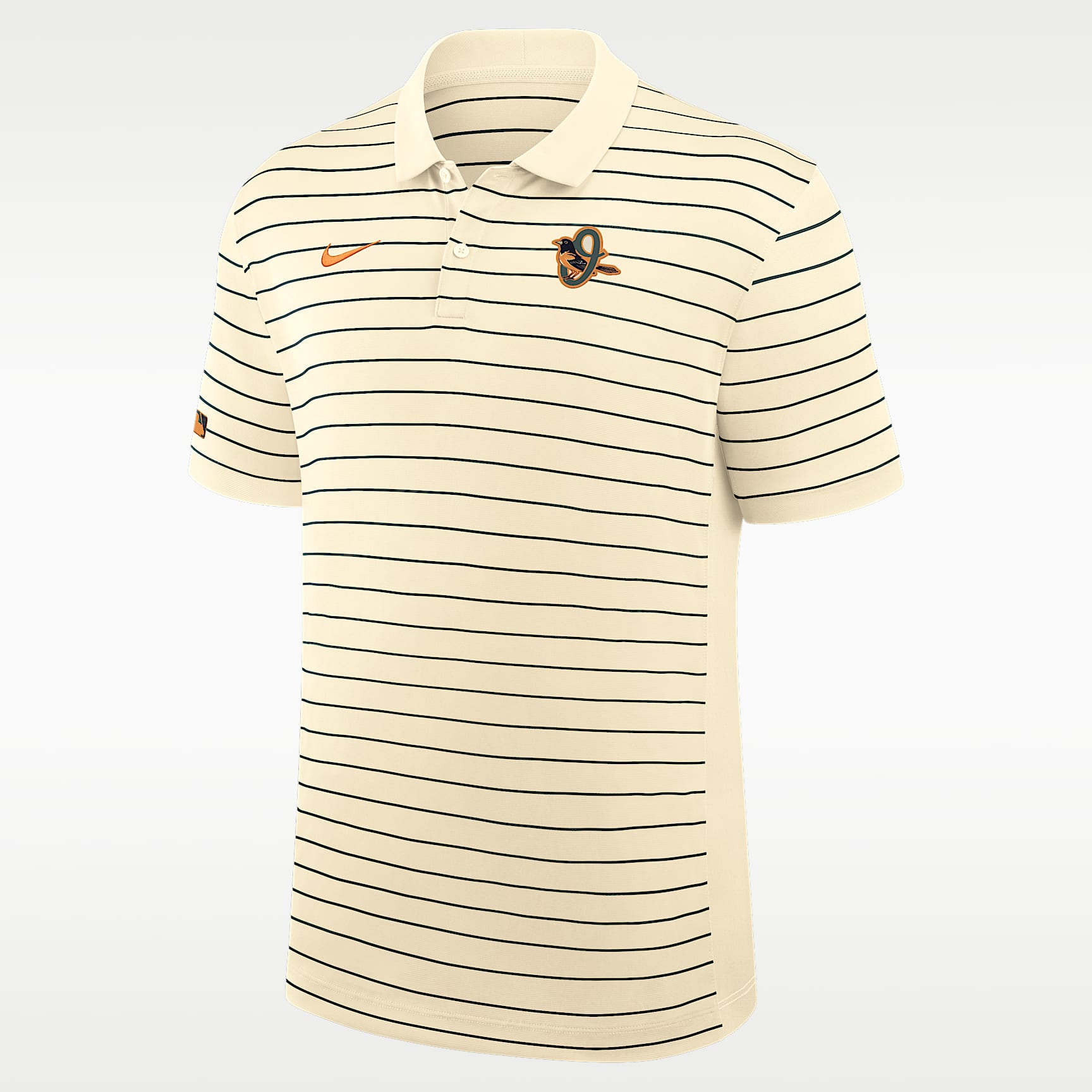 Polo Nike Dri-FIT de la MLB para hombre de los Orioles de Baltimore, edición City Connect, serie Striped Victory